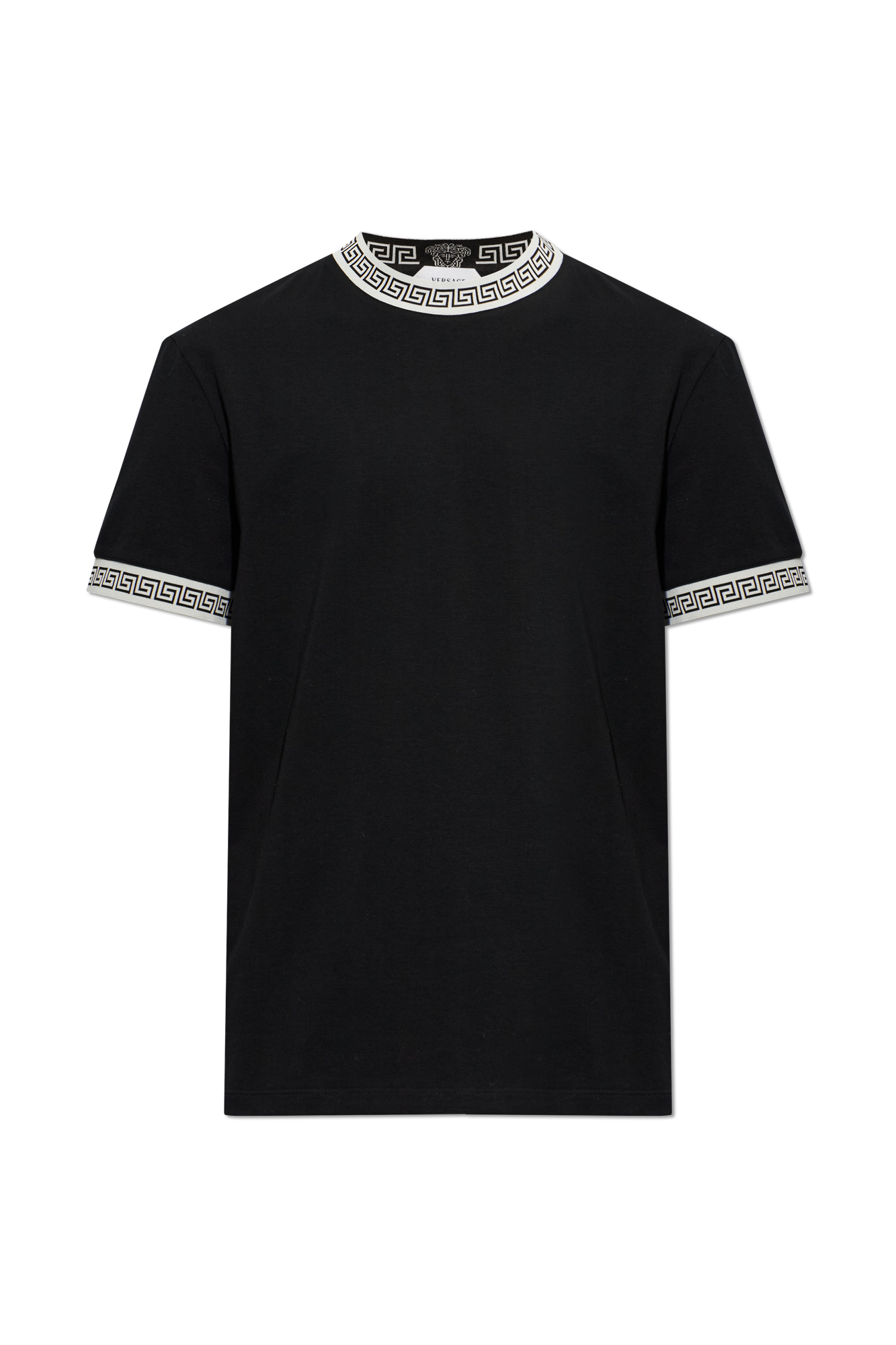 Versace T-shirt Z Greckim Wzorem, Mężczyźni, Czarny