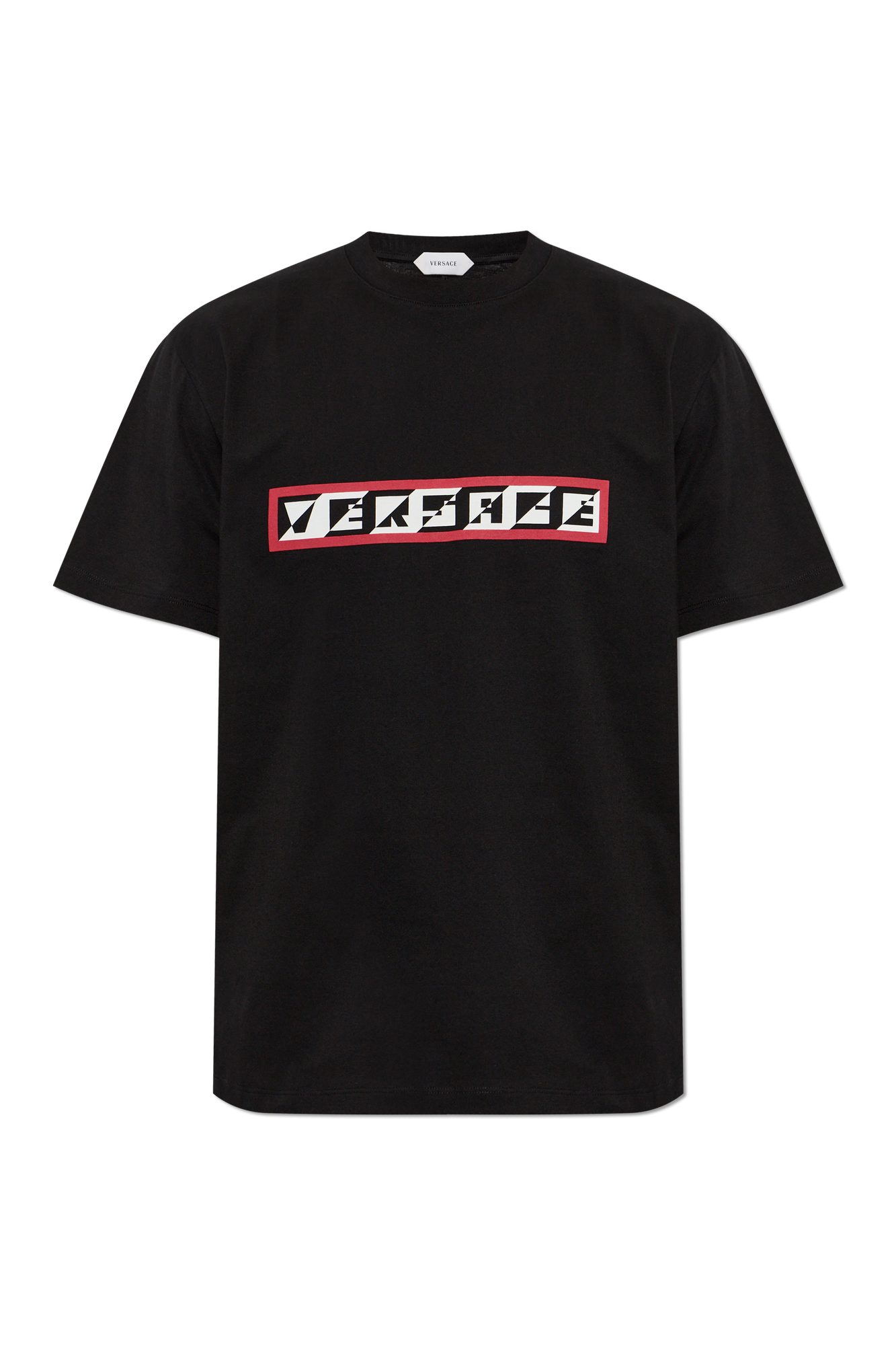 Versace Bawełniany T-shirt Z Nadrukiem, Mężczyźni, Czarny