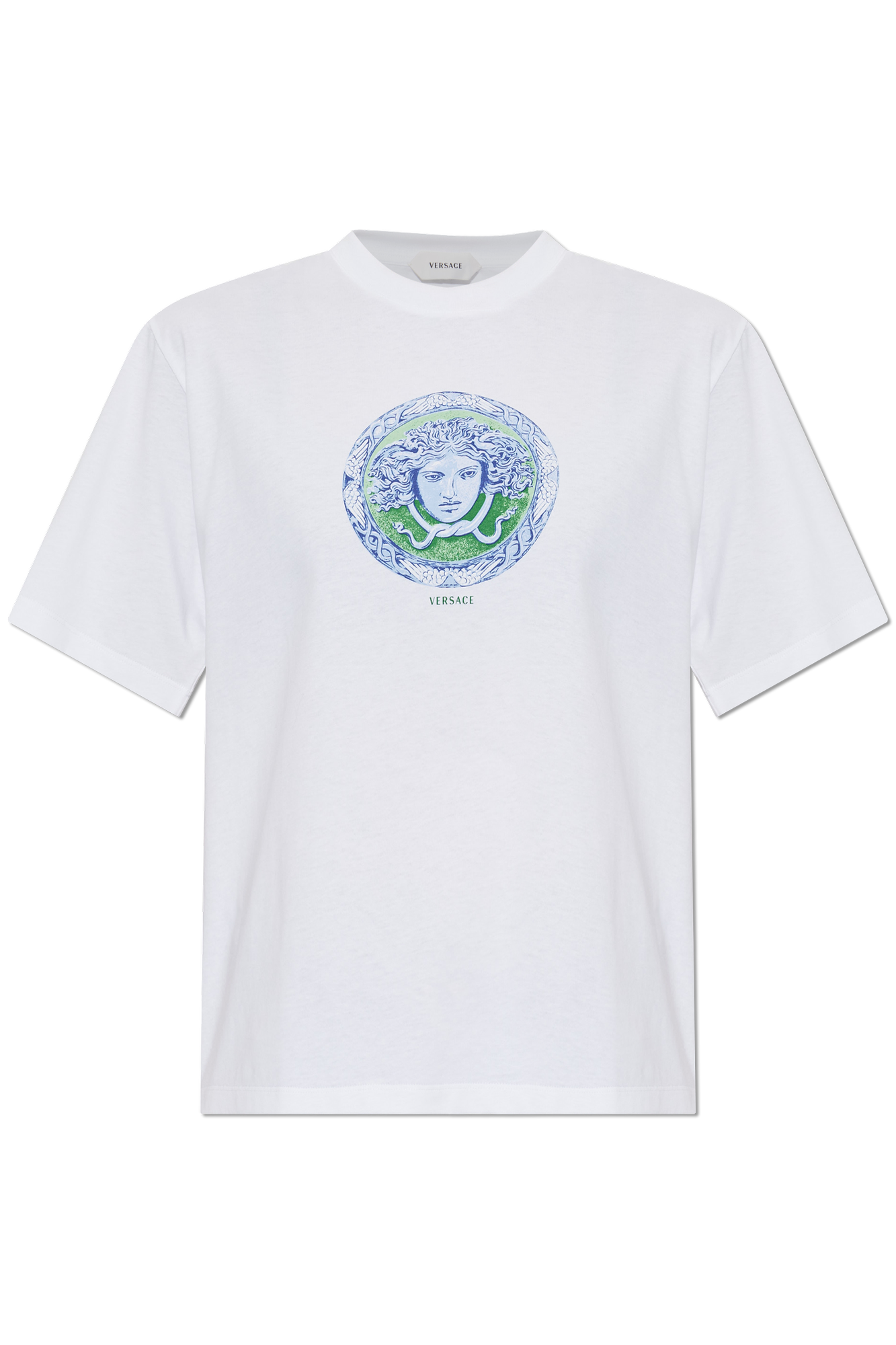 Versace Bawełniany T-shirt Z Nadrukiem, Kobiety, Biały