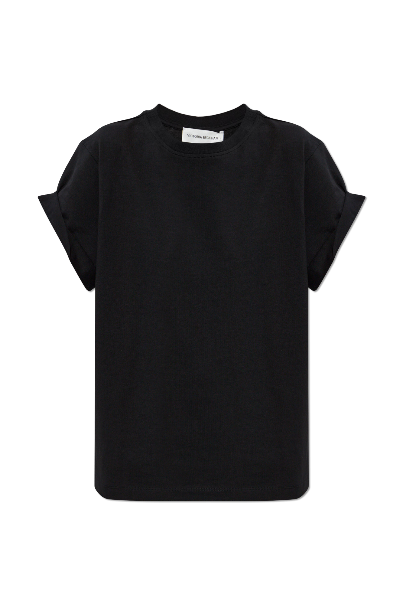 Victoria Beckham T-shirt Z Zawijanymi Rękawami, Kobiety, Czarny