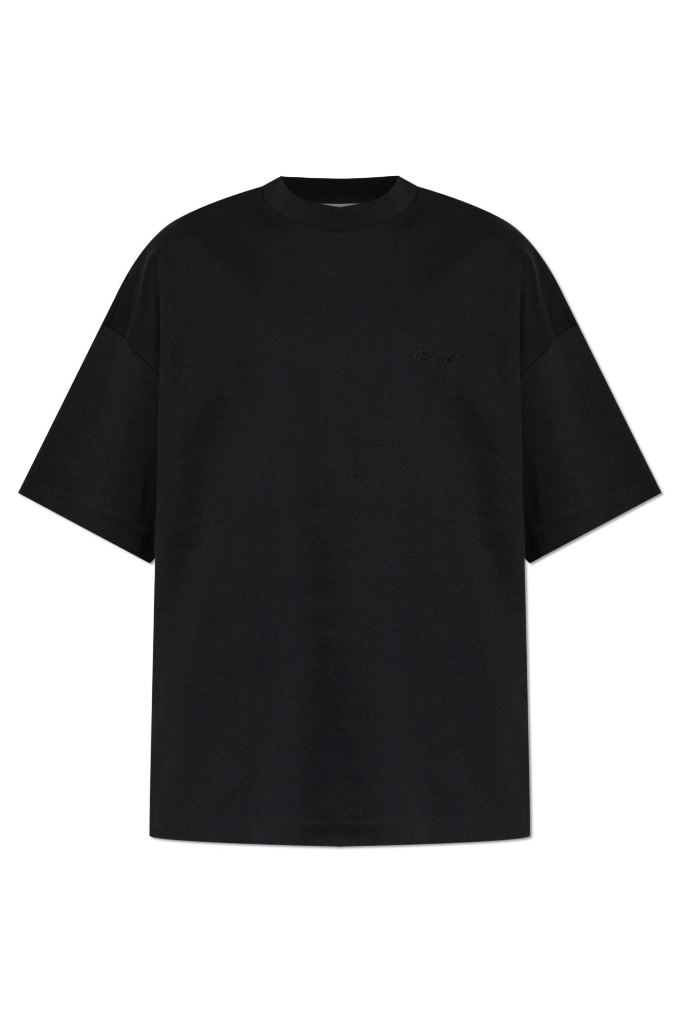 Fear Of God Essentials T-shirt Z Wyszytym Logo, Mężczyźni, Czarny