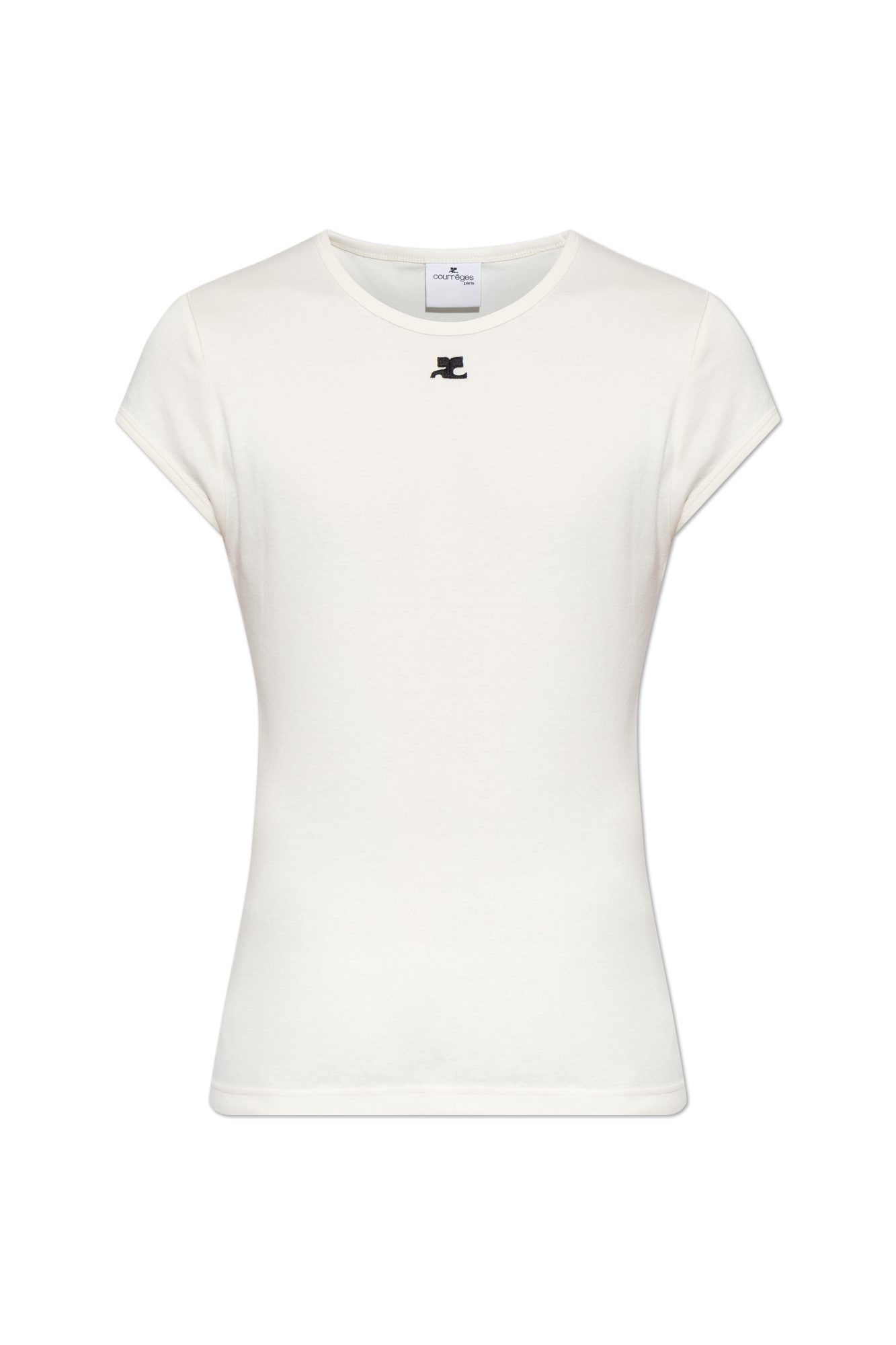 Courrèges T-shirt Z Wyszytym Logo, Mężczyźni, Kremowy