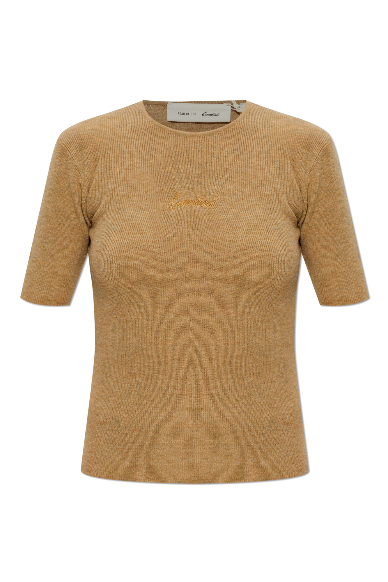 Fear Of God Essentials Top Z Wyszytym Logo, Kobiety, Beżowy