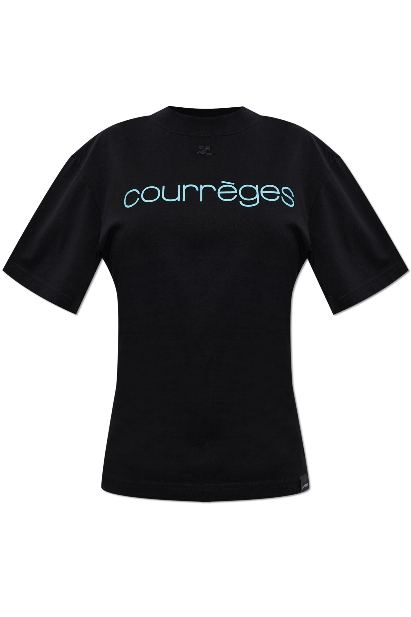 Courrèges T-shirt Z Nadrukowanym Logo, Kobiety, Czarny