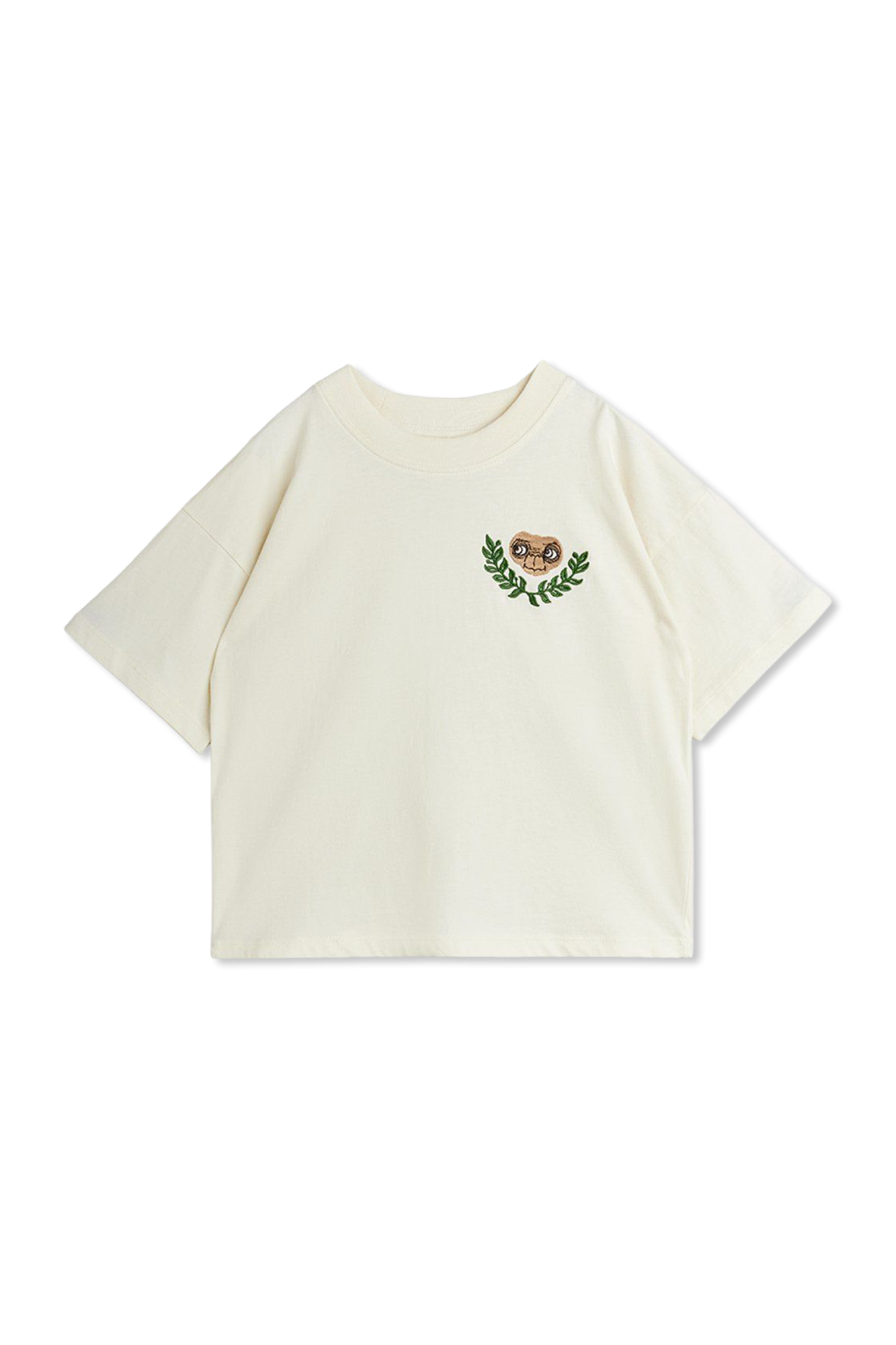 Mini Rodini T-shirtz  Wyszytym Wzorem, Unisex, Biały