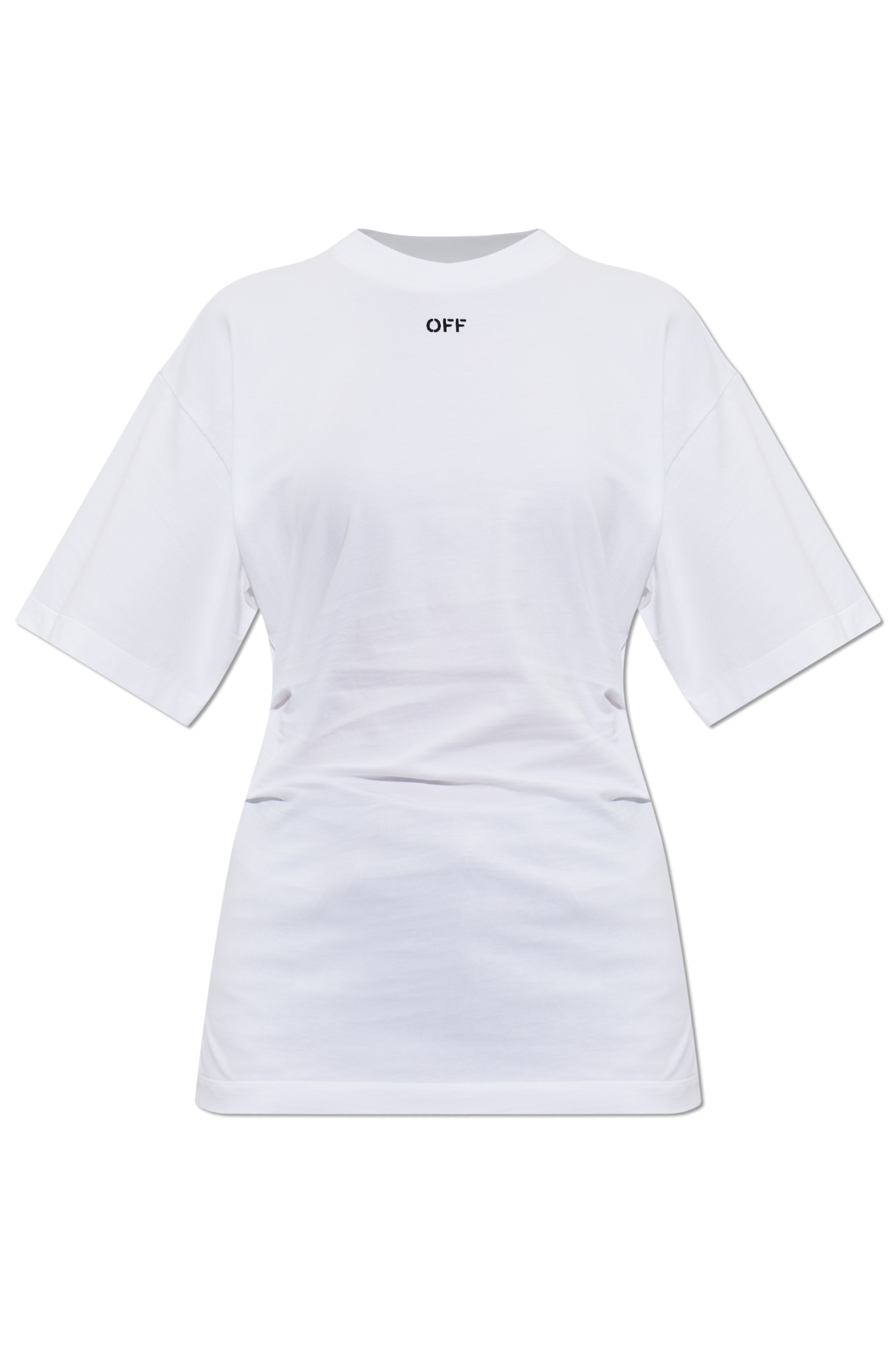 Off-White T-shirt Z Zakładkami, Kobiety, Biały
