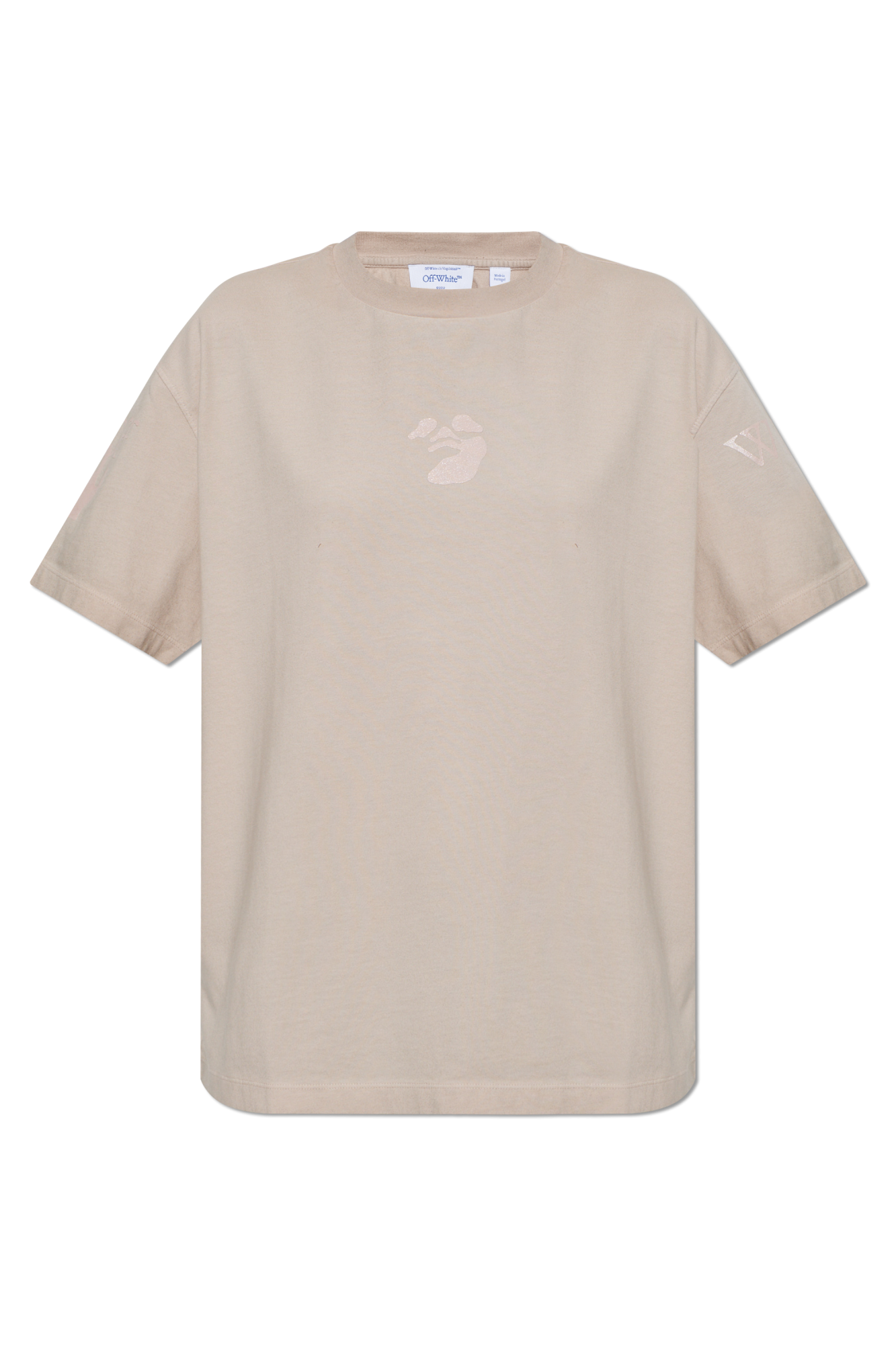 Off-White T-shirt O Luźnym Kroju, Kobiety, Kremowy
