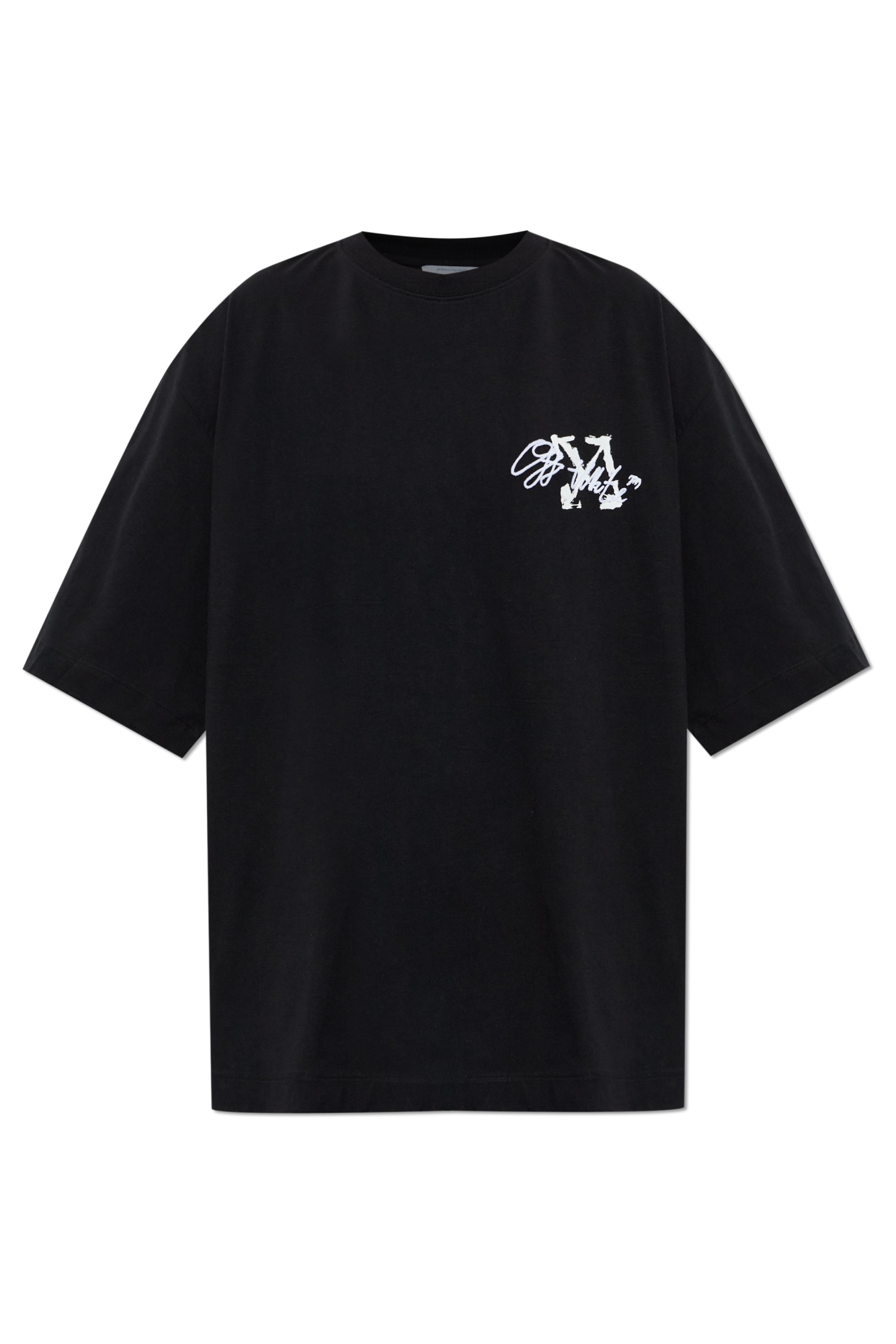 Off-White T-shirt Z Wyszytym Logo, Kobiety, Czarny