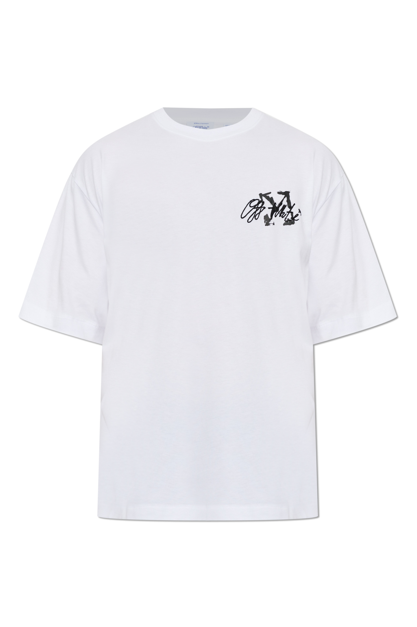 Off-White T-shirt Z Wyszytym Logo, Mężczyźni, Biały