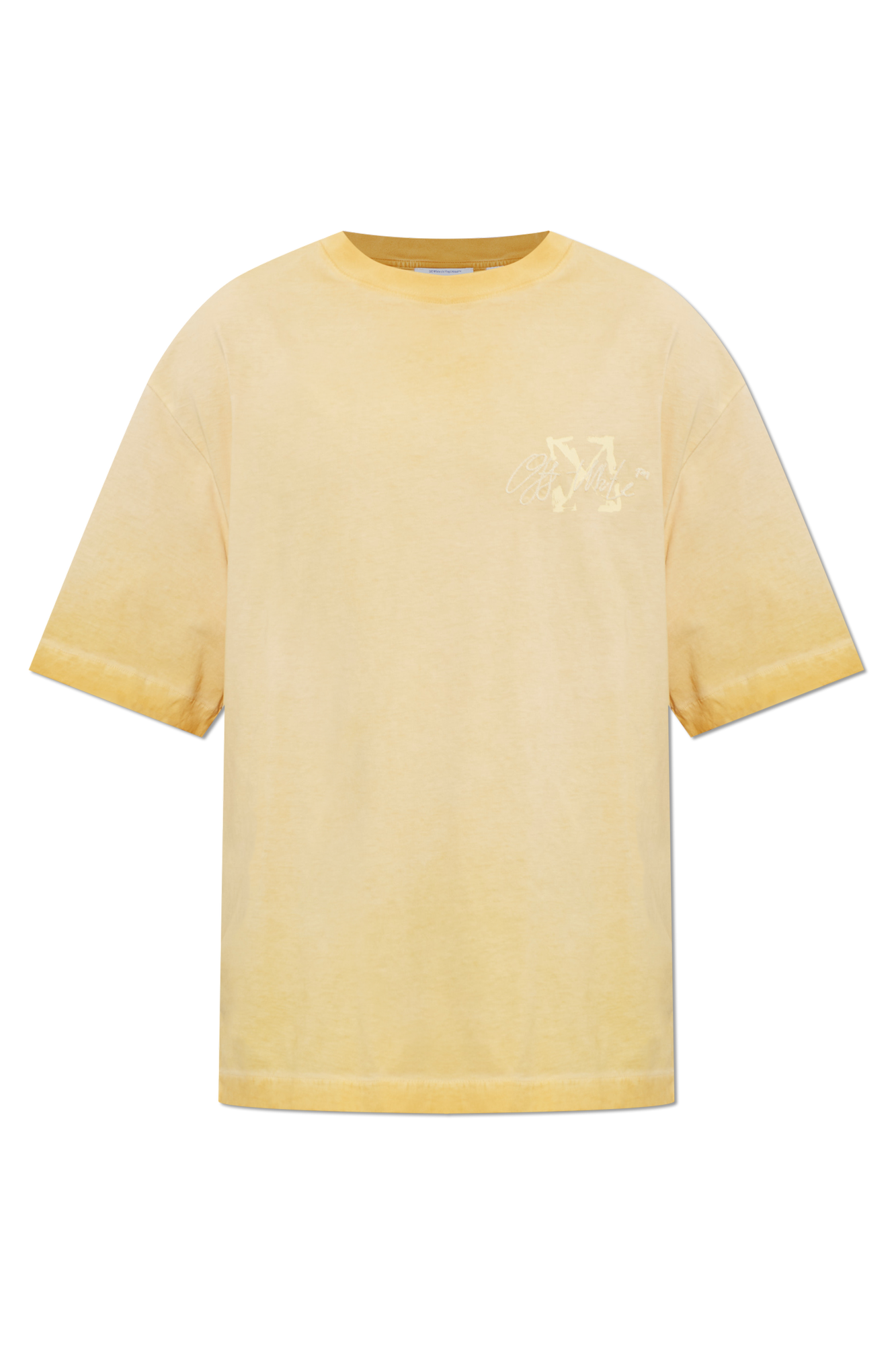 Off-White T-shirt Z Wyszytym Logo, Mężczyźni, Pomarańczowy