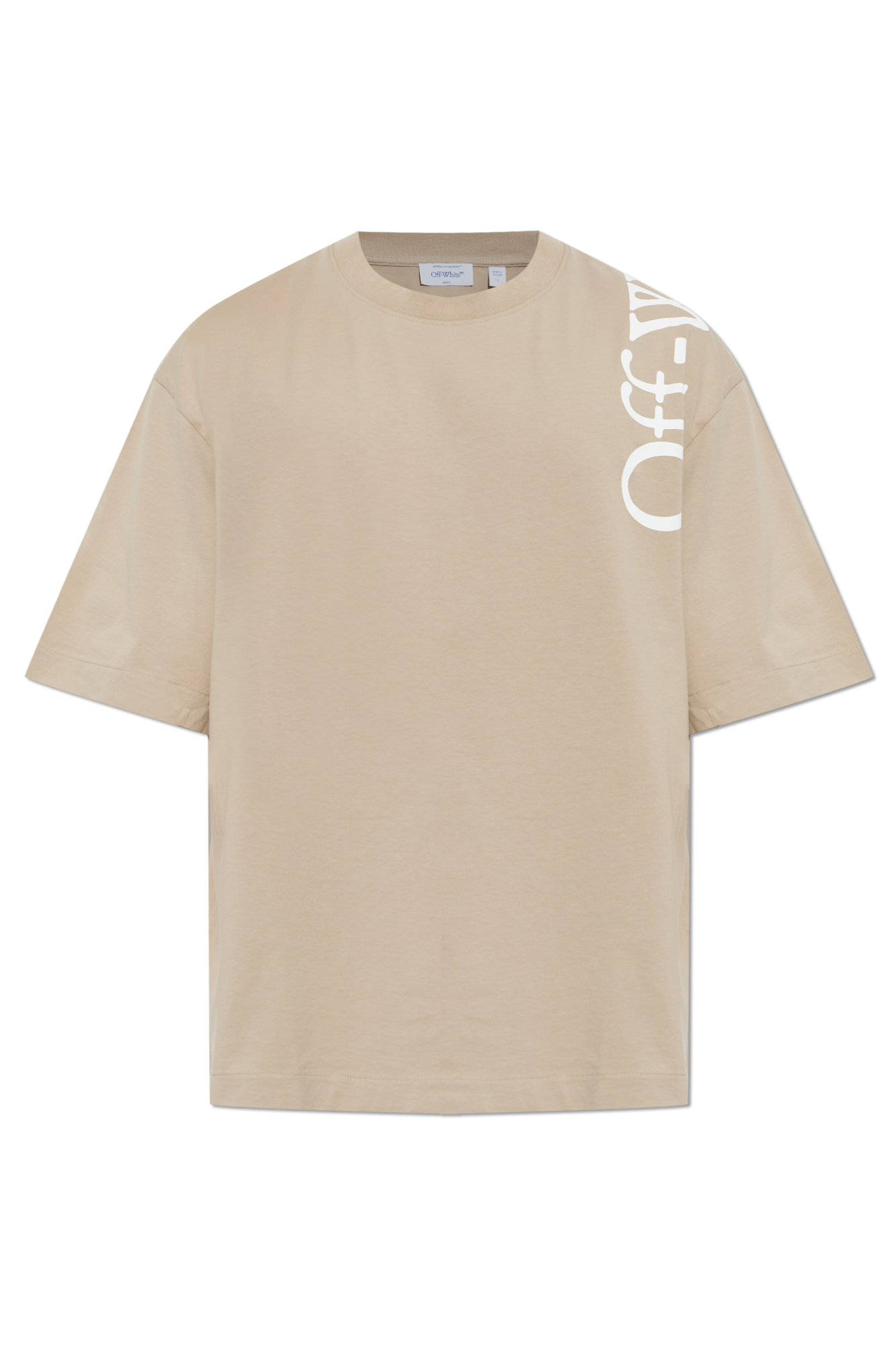 Off-White T-shirt Z Nadrukowanym Logo, Mężczyźni, Beżowy