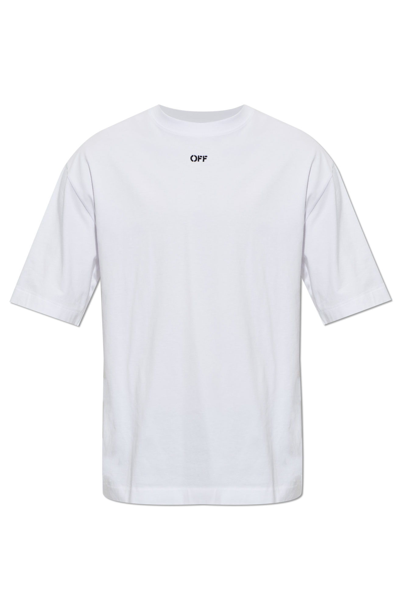 Off-White T-shirt Z Wyszytym Wzorem, Mężczyźni, Biały