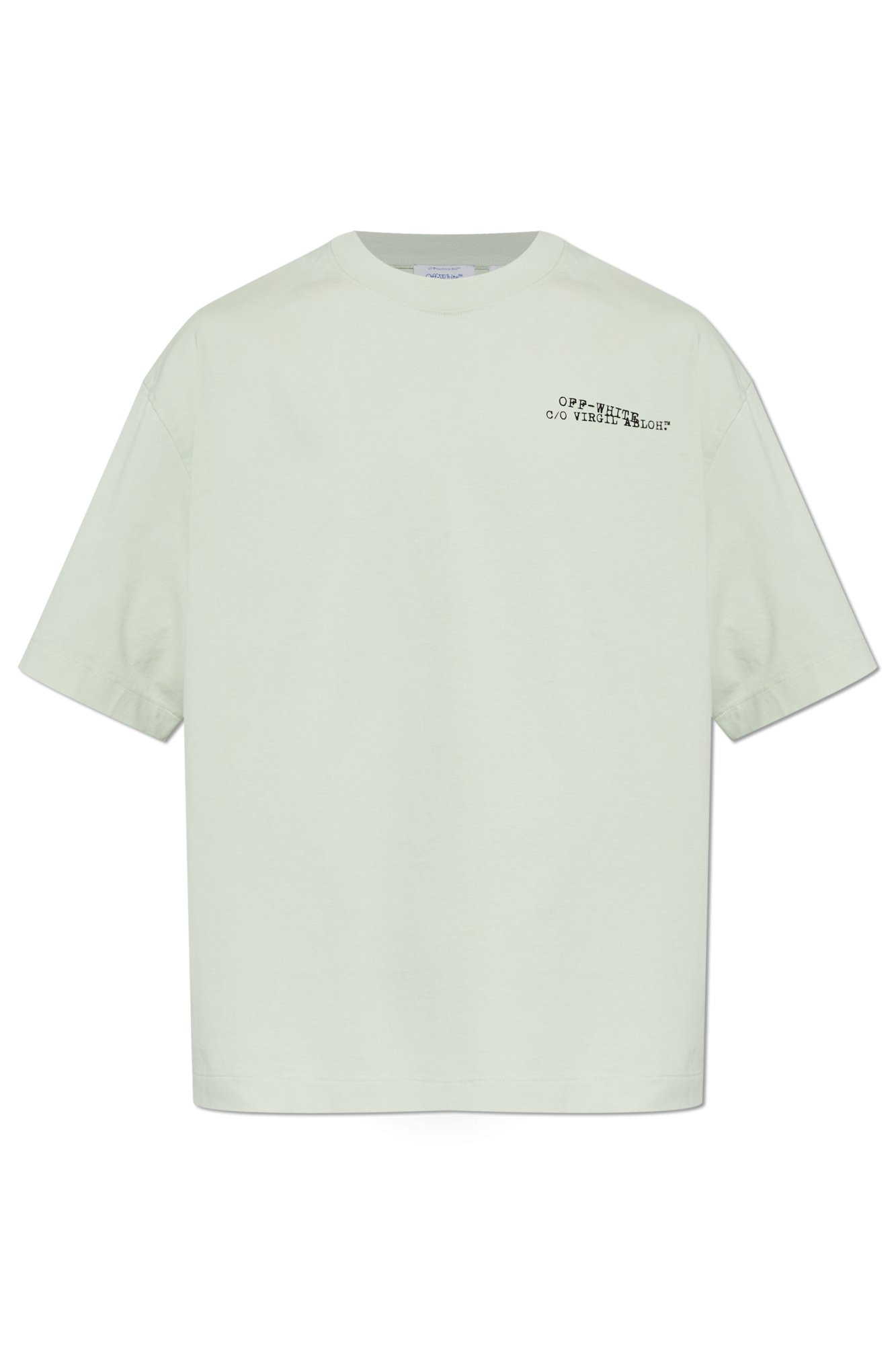 Off-White T-shirt Z Nadrukowanym Logo, Mężczyźni, Zielony