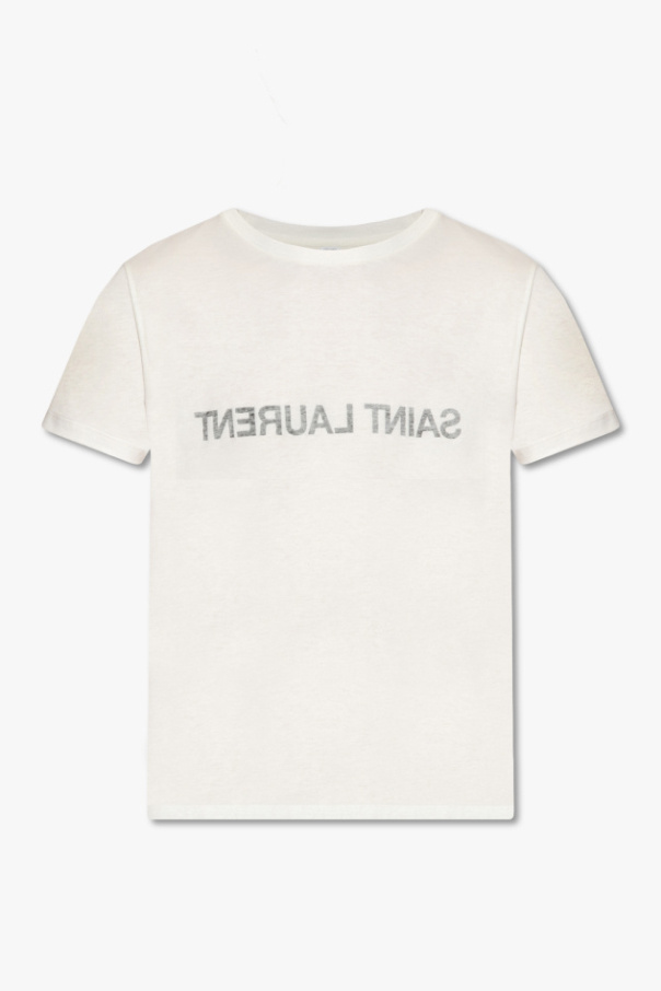 Saint Laurent T-shirt Z Logo, Mężczyźni, Biały