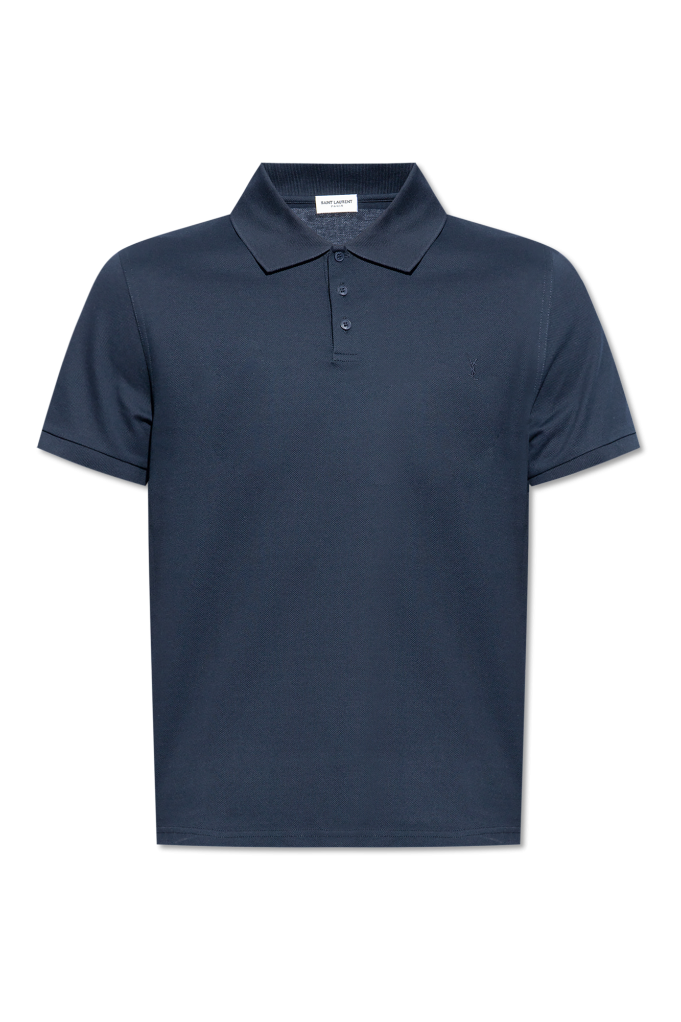 Saint Laurent Bawełniane Polo Z Logo, Mężczyźni, Granatowy