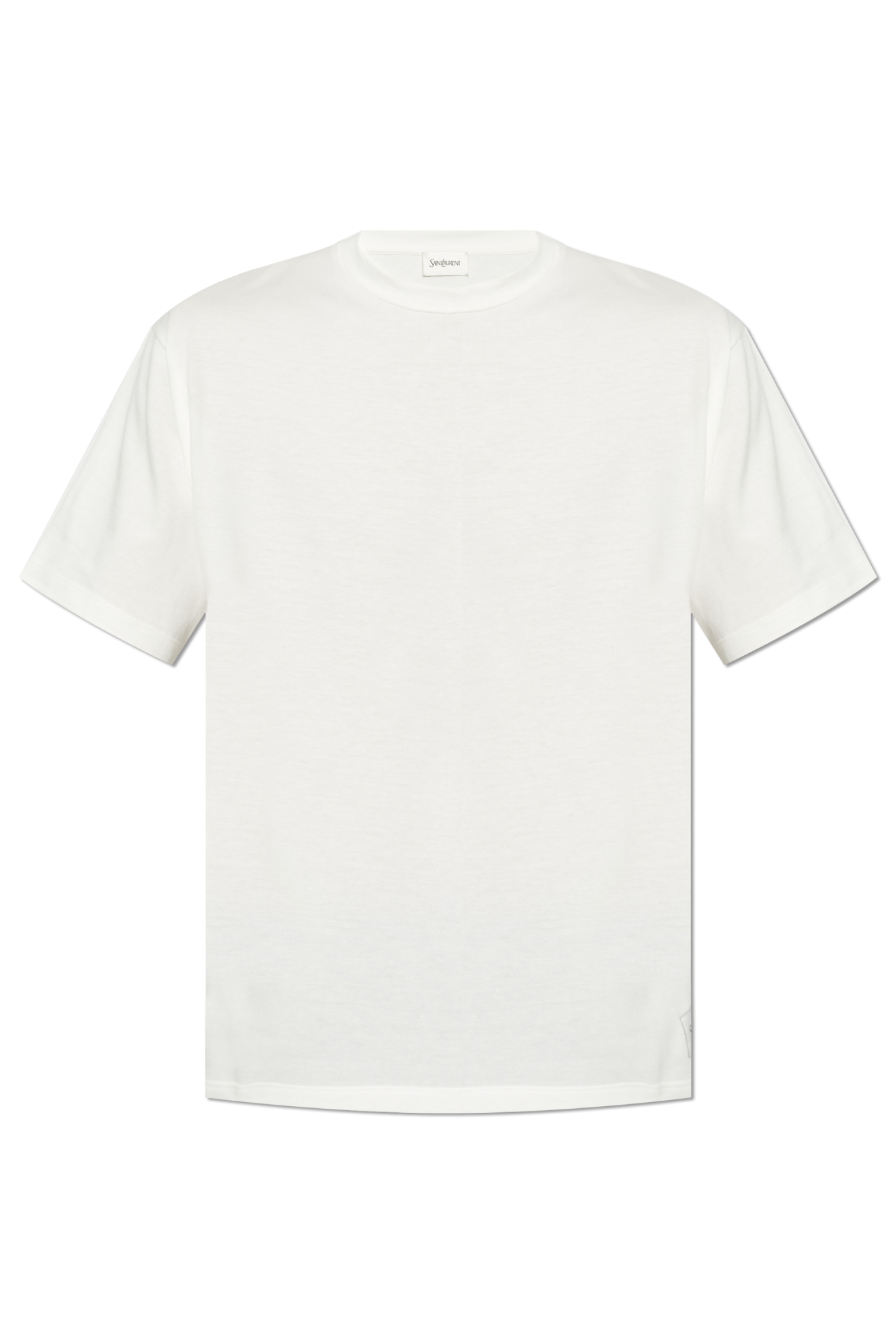 Saint Laurent T-shirt Z Naszywką Z Logo, Mężczyźni, Kremowy