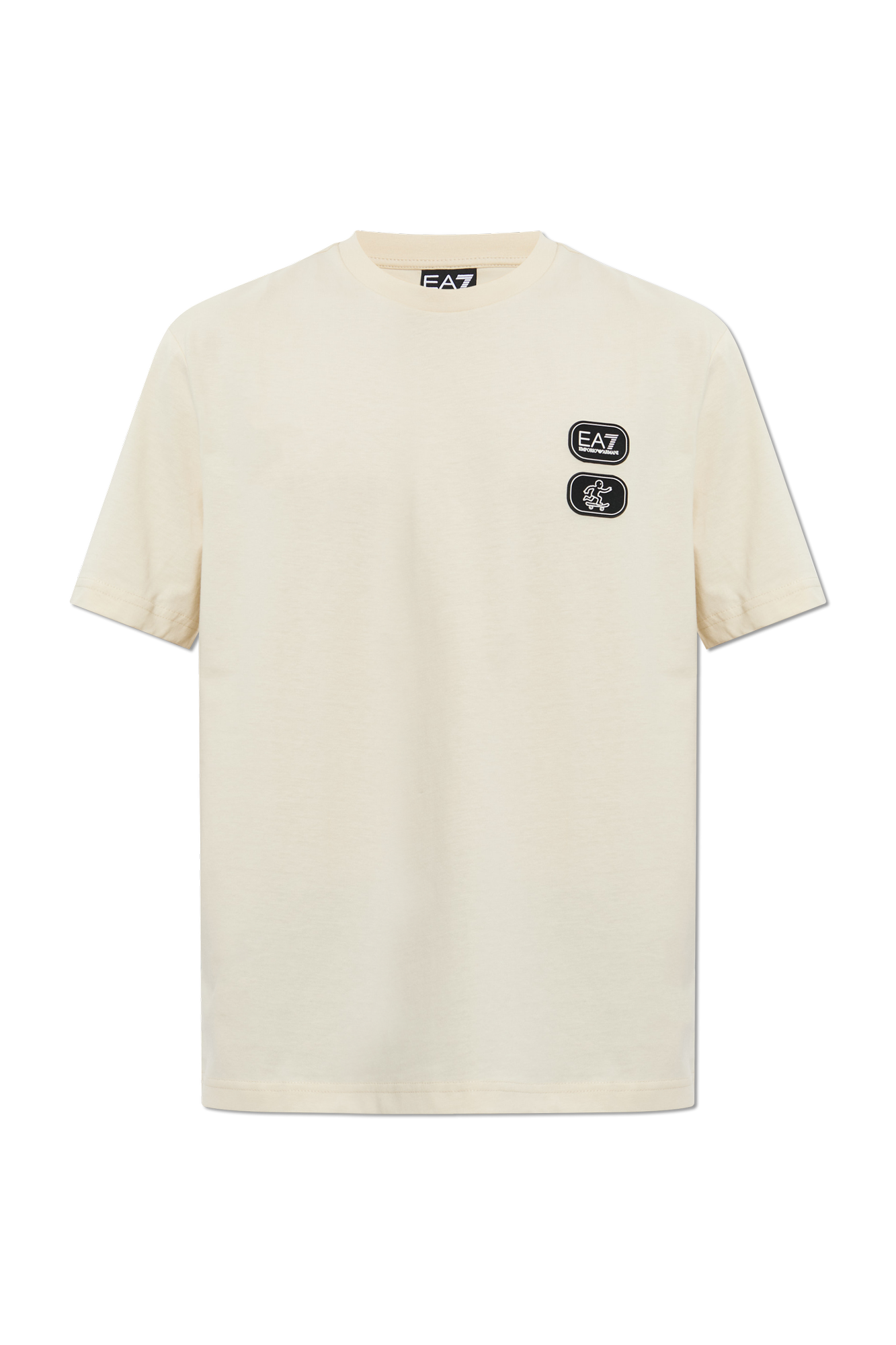 EA7 Emporio Armani T-shirt Z Naszywkami I Nadrukiem, Mężczyźni, Kremowy