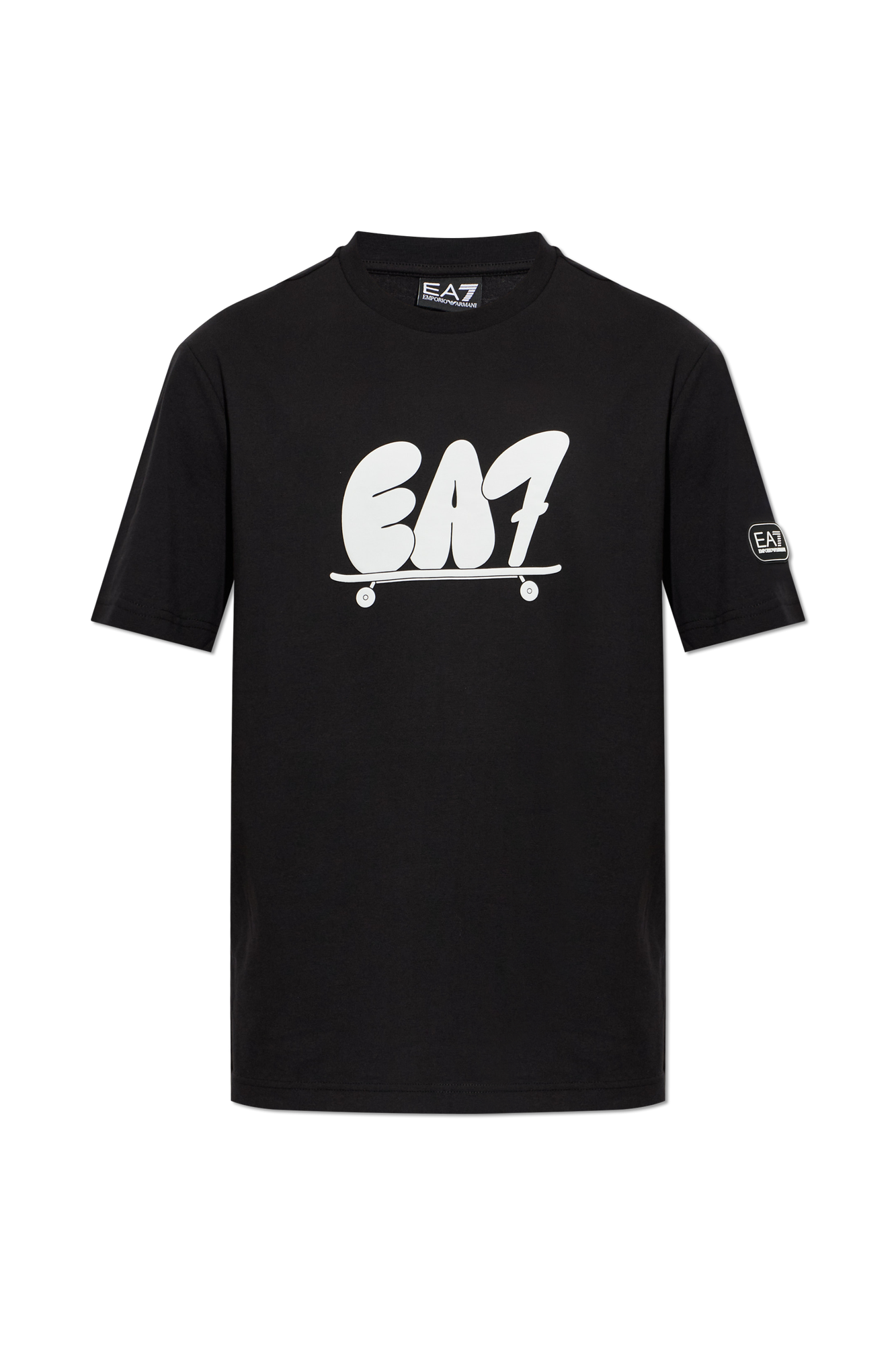 EA7 Emporio Armani T-shirt Z Nadrukiem, Mężczyźni, Czarny