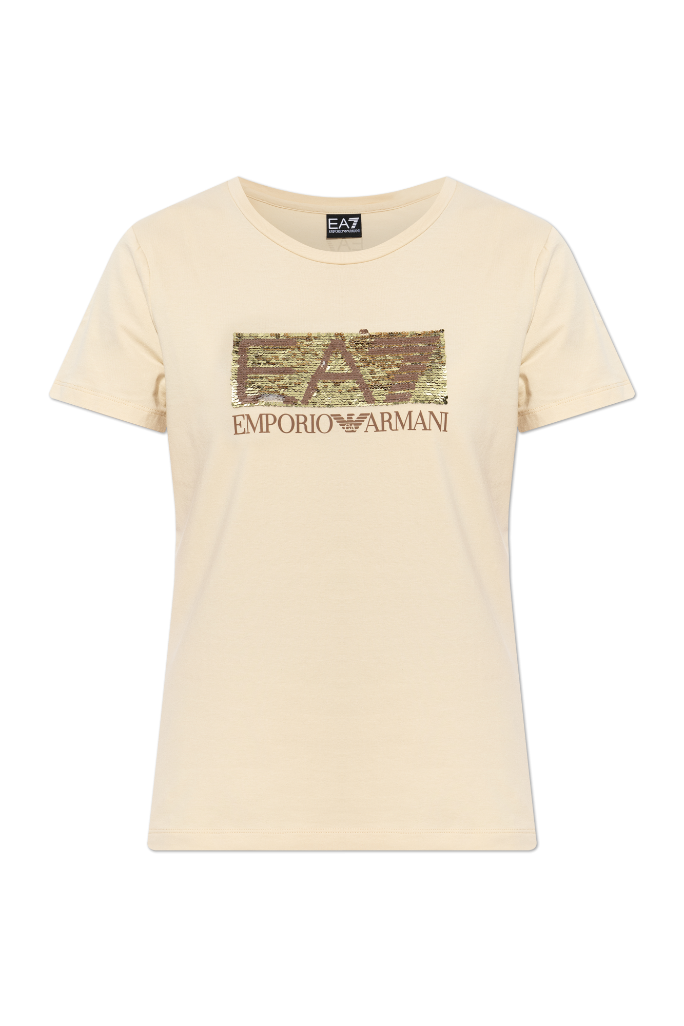 EA7 Emporio Armani T-shirt Z Logo, Kobiety, Beżowy