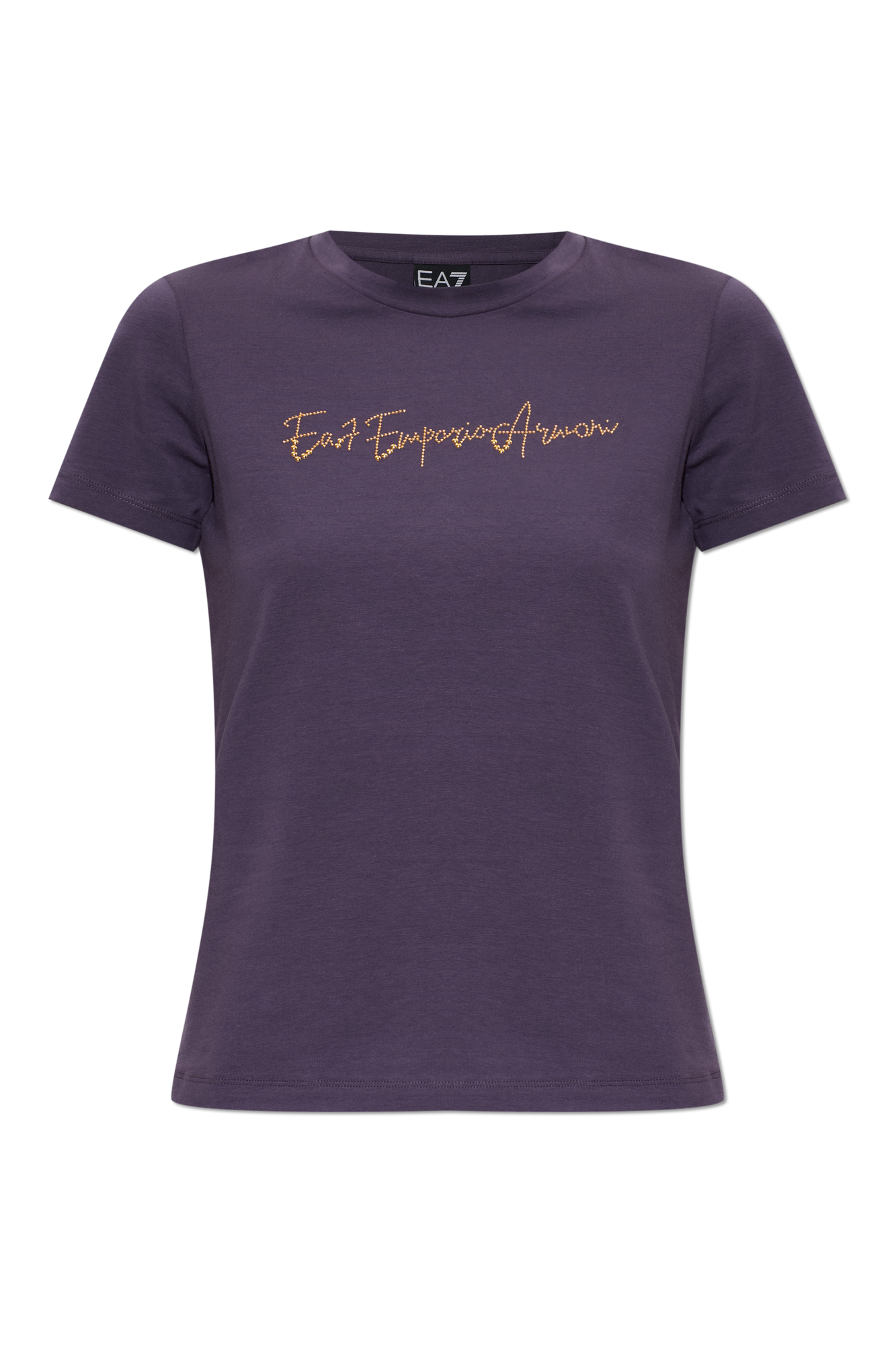 EA7 Emporio Armani T-shirt Z Cekinowym Logo, Kobiety, Fioletowy