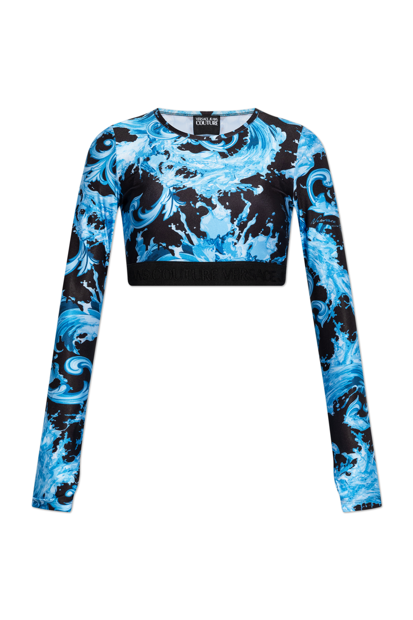 Versace Jeans Couture Krótki Top Z Długimi Rękawami, Kobiety, Niebieski
