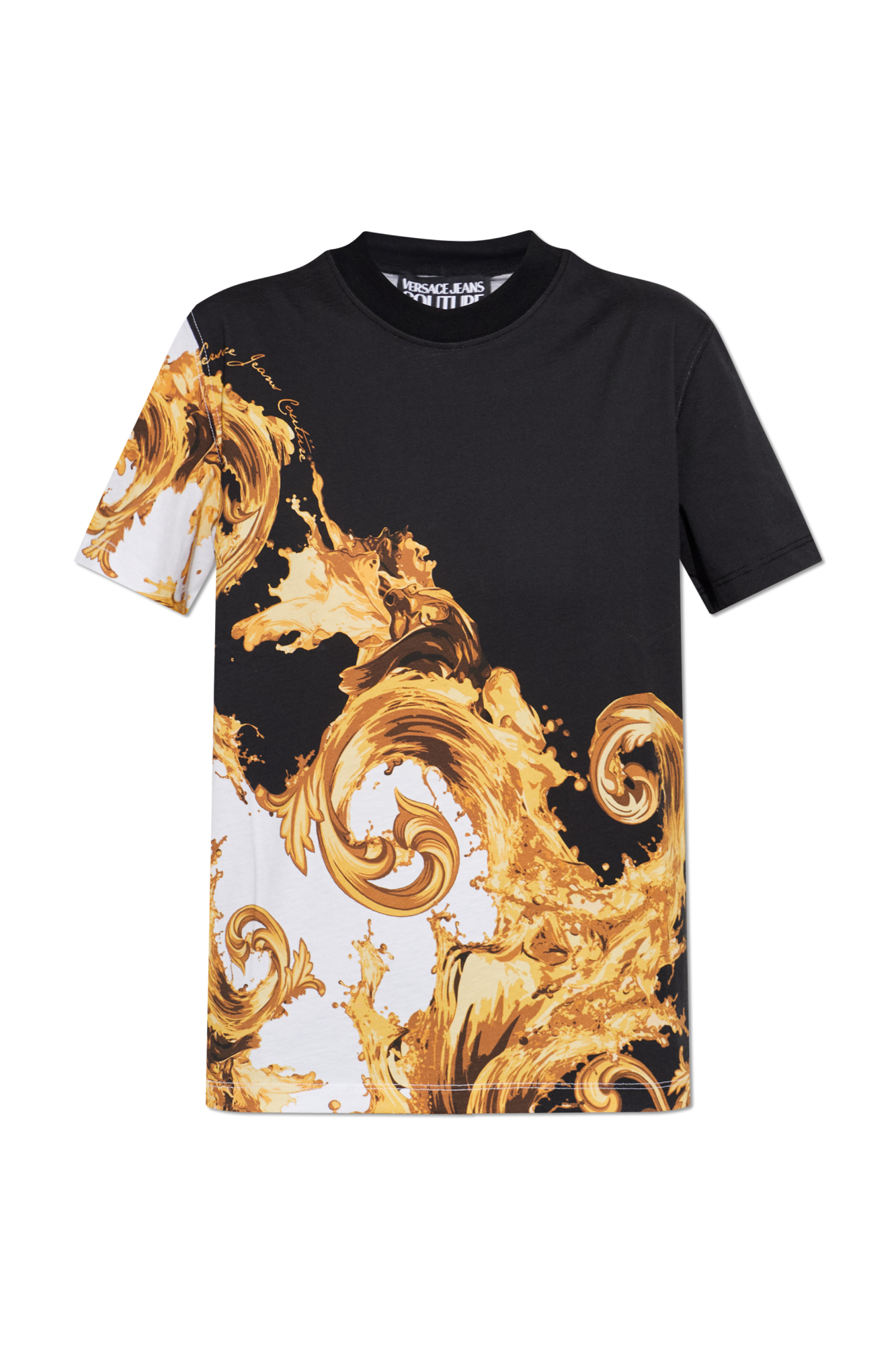 Versace Jeans Couture T-shirt Z Nadrukiem `barocco`, Kobiety, Czarny