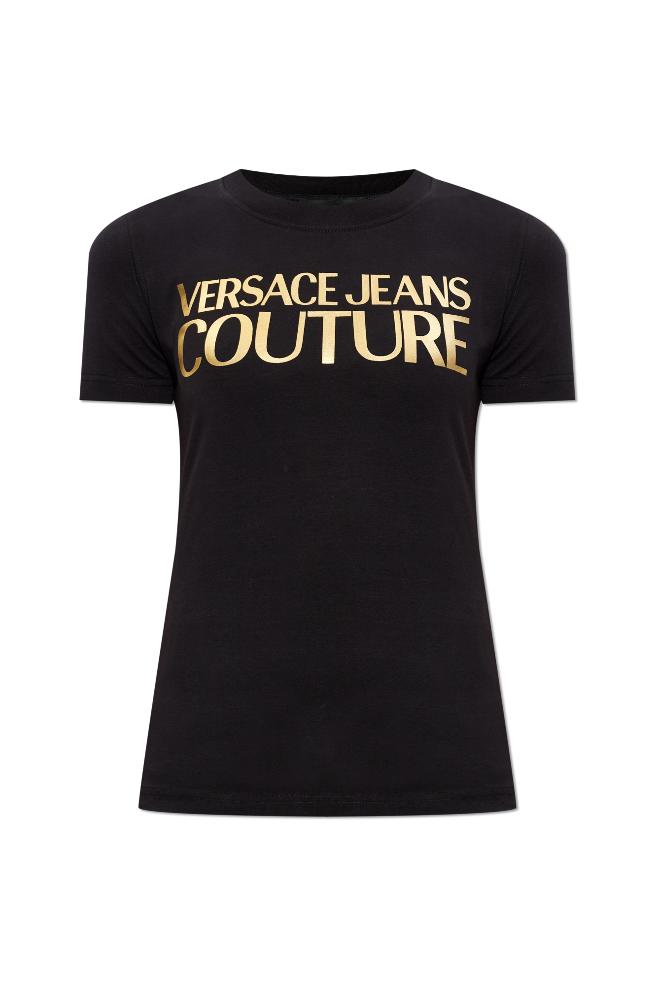 Versace Jeans Couture T-shirt Z Nadrukowanym Logo, Kobiety, Czarny