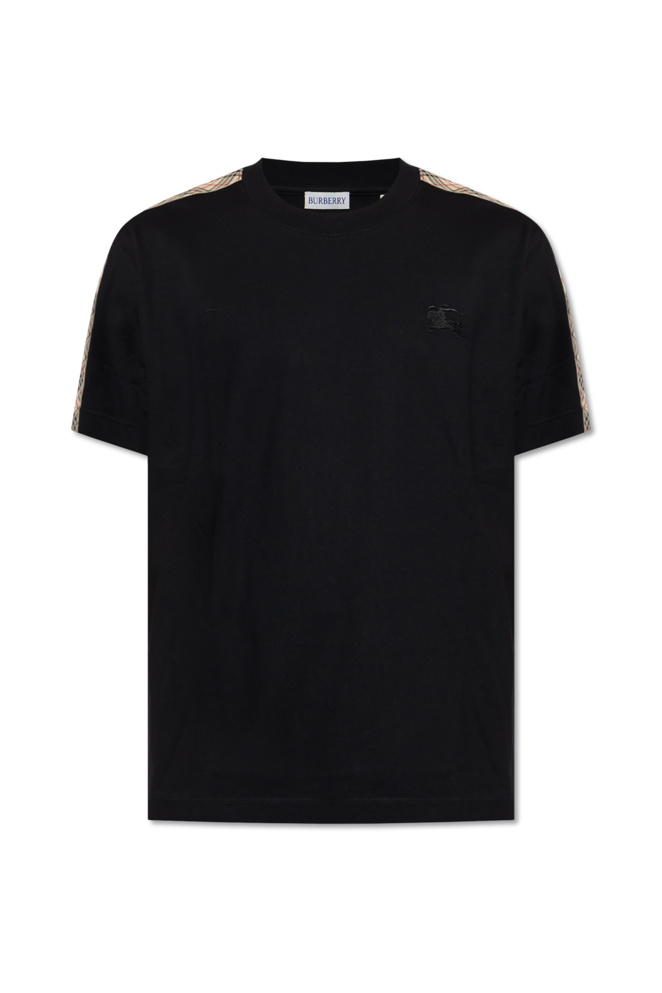 Burberry T-shirt Z Wyszytym Logo, Mężczyźni, Czarny