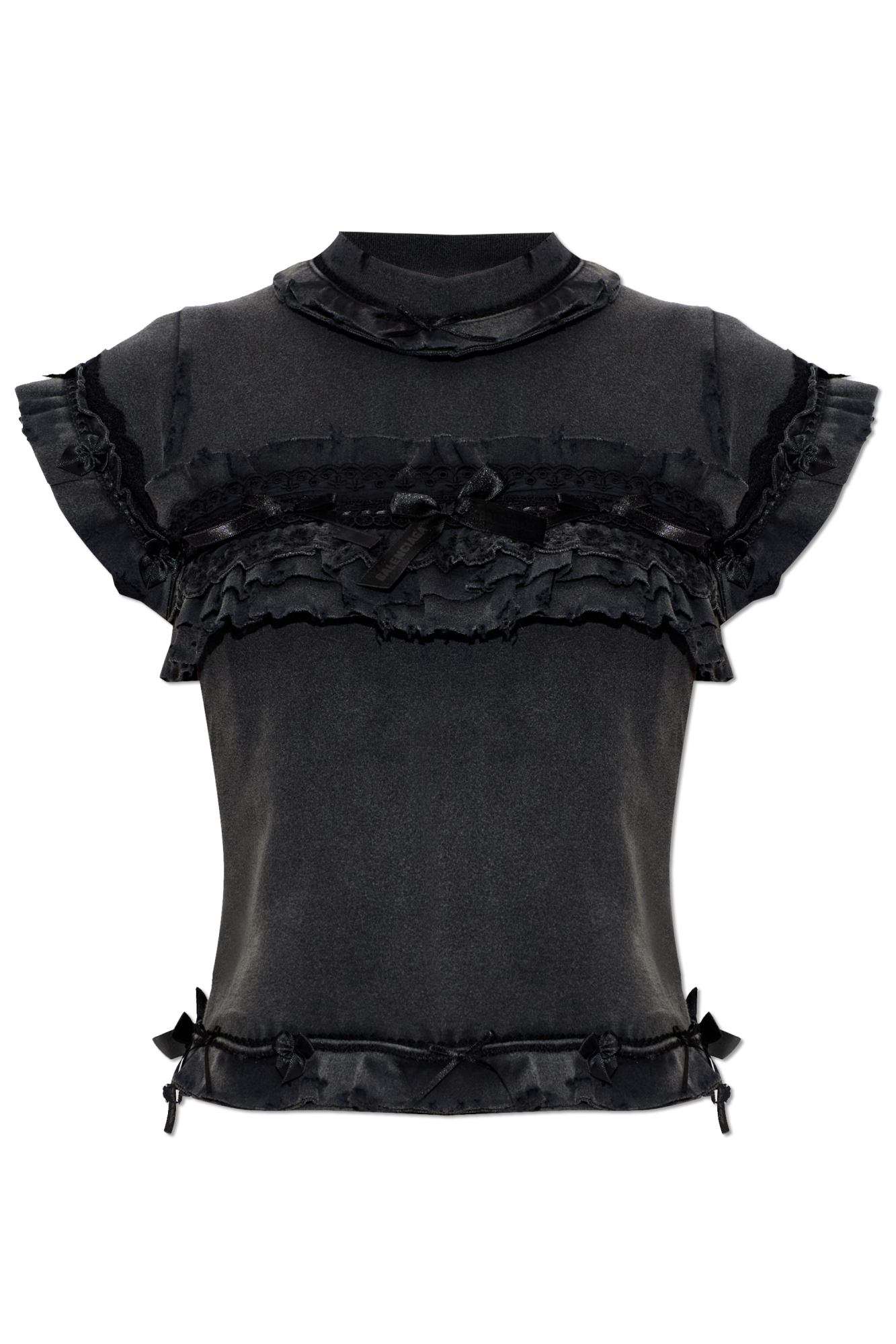Balenciaga T-shirt Z Dekoracyjnymi Falbanami, Kobiety, Szary