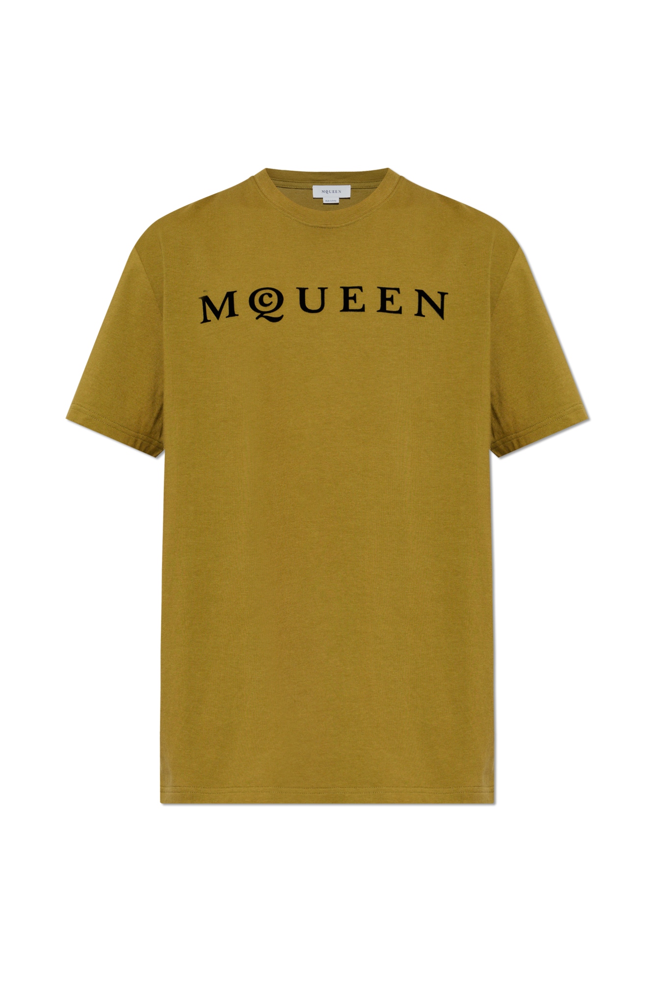 Alexander McQueen T-shirt Z Logo O Aksamitnym Wykończeniu, Mężczyźni, Zielony