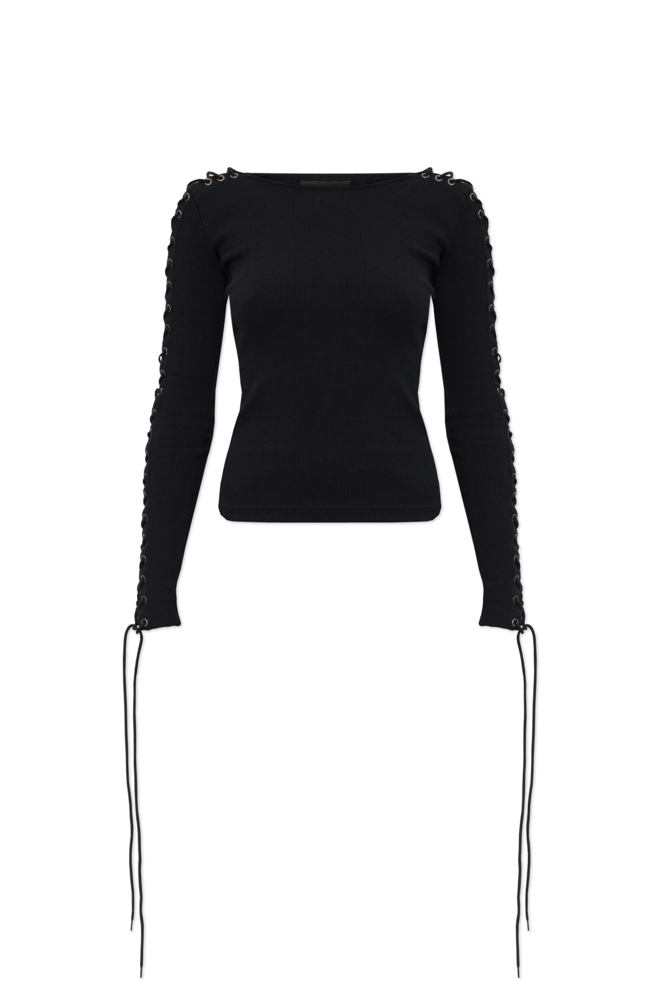 Balenciaga Prążkowany Top Z Długimi Rękawami, Kobiety, Czarny
