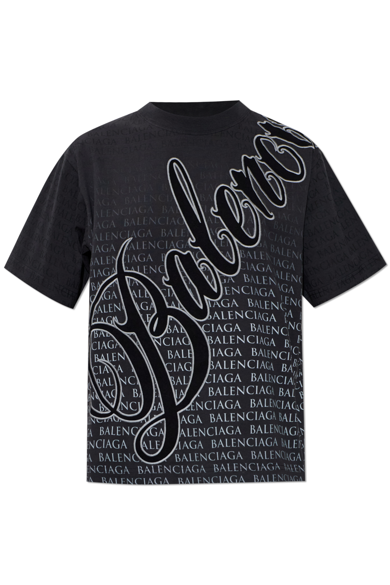 Balenciaga T-shirt Z Monogramem, Kobiety, Szary