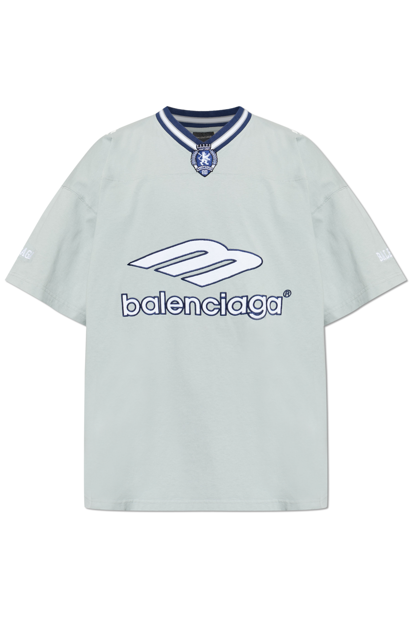 Balenciaga T-shirt Z Dekoltem W Serek, Mężczyźni, Szary