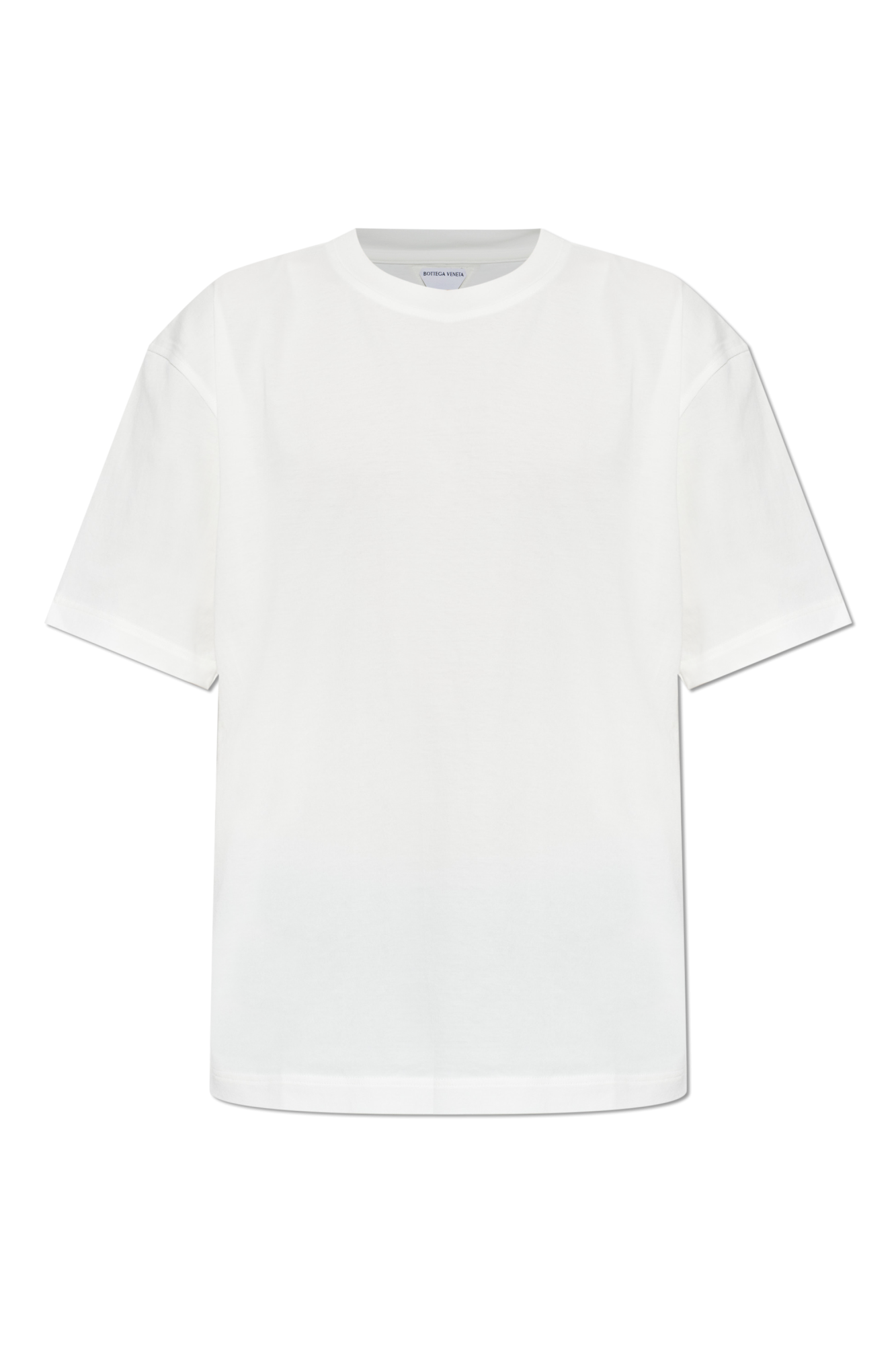 Bottega Veneta Bawełniany T-shirt Z Naszywką Z Logo, Mężczyźni, Biały