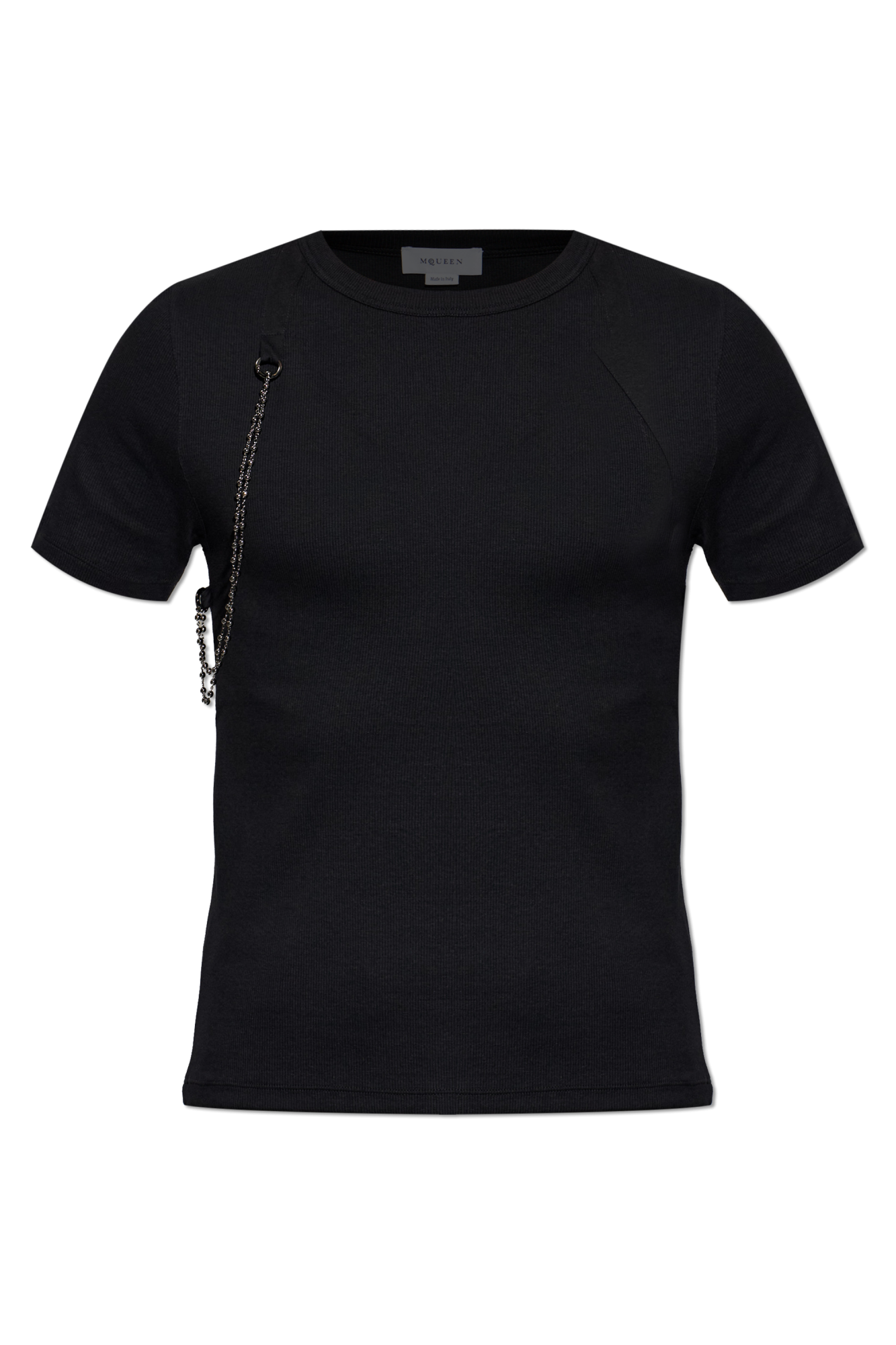 Alexander McQueen T-shirt Z Odpinanym łańcuchem, Mężczyźni, Czarny