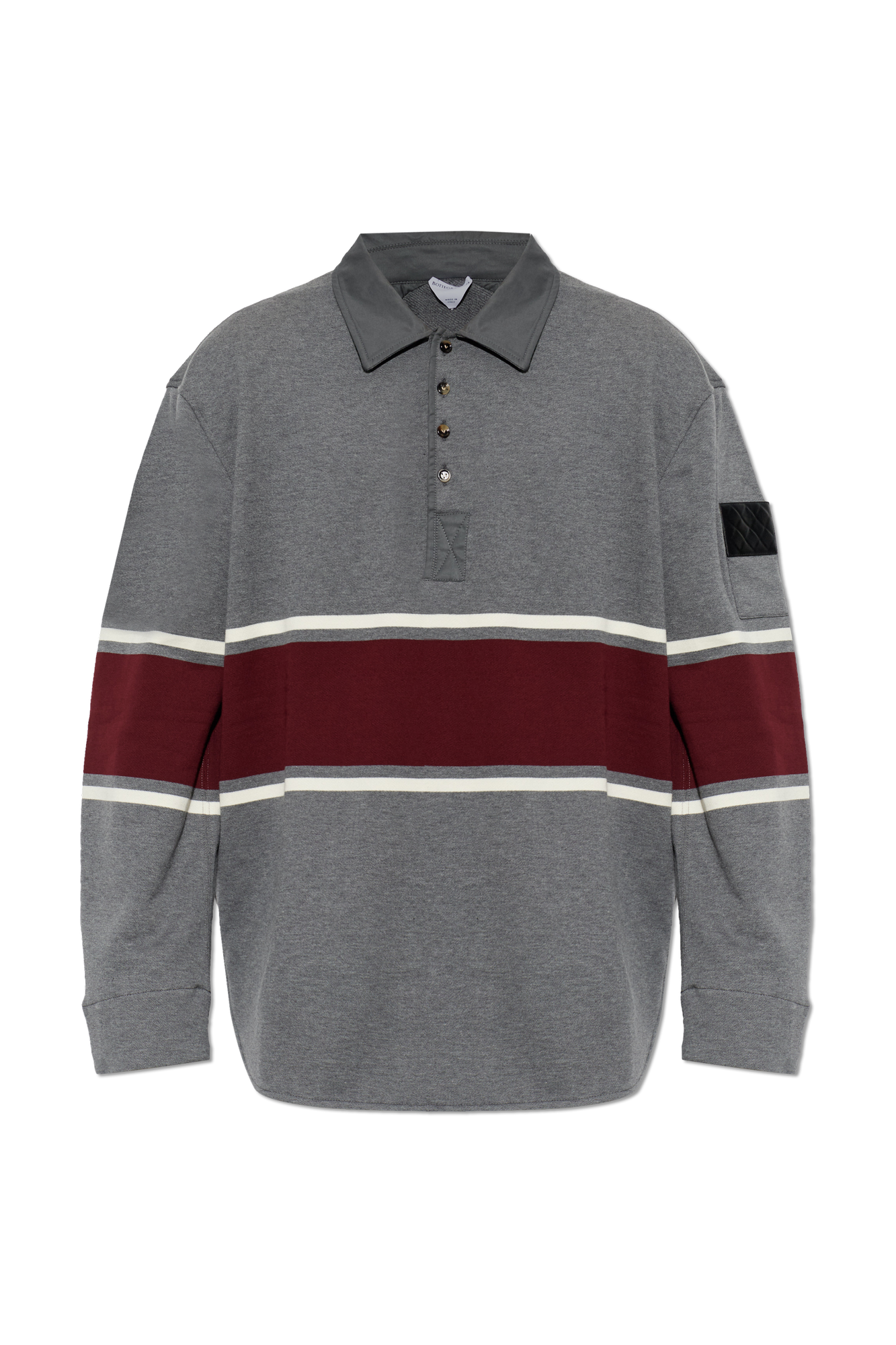 Bottega Veneta Bawełniane Polo W Paski, Mężczyźni, Szary