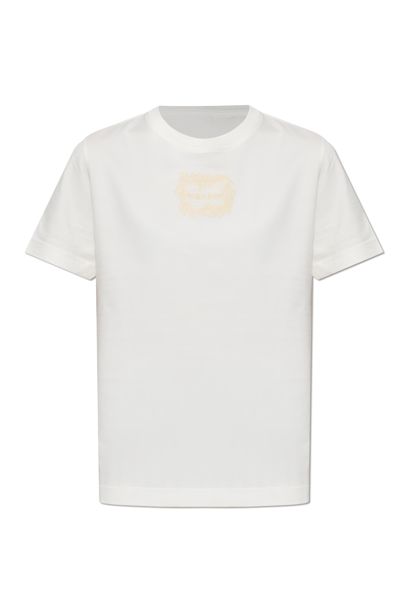 Alexander McQueen T-shirt Z Koronkową Aplikacją, Kobiety, Biały