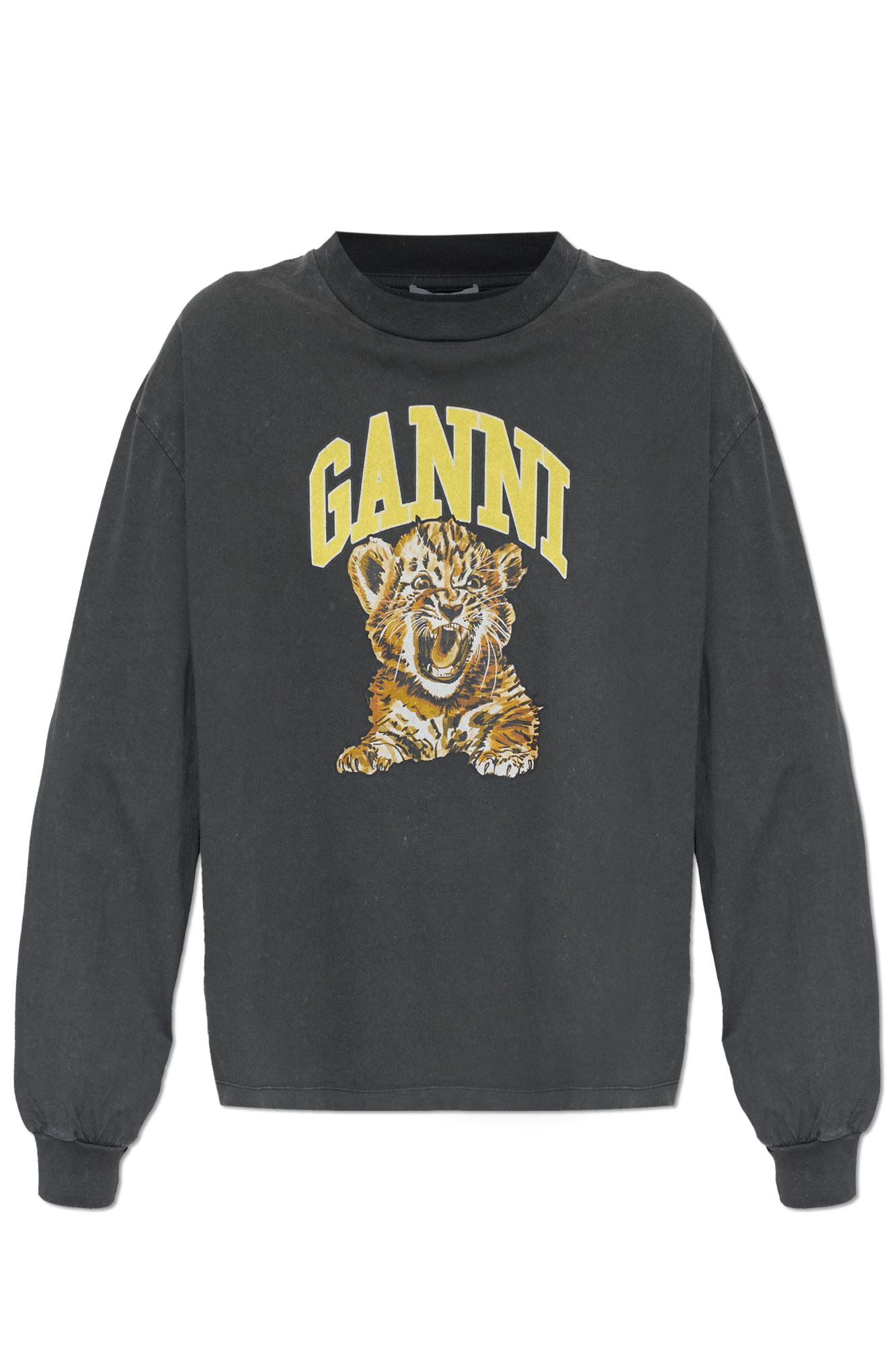 Ganni Bluza Z Nadrukiem, Kobiety, Szary