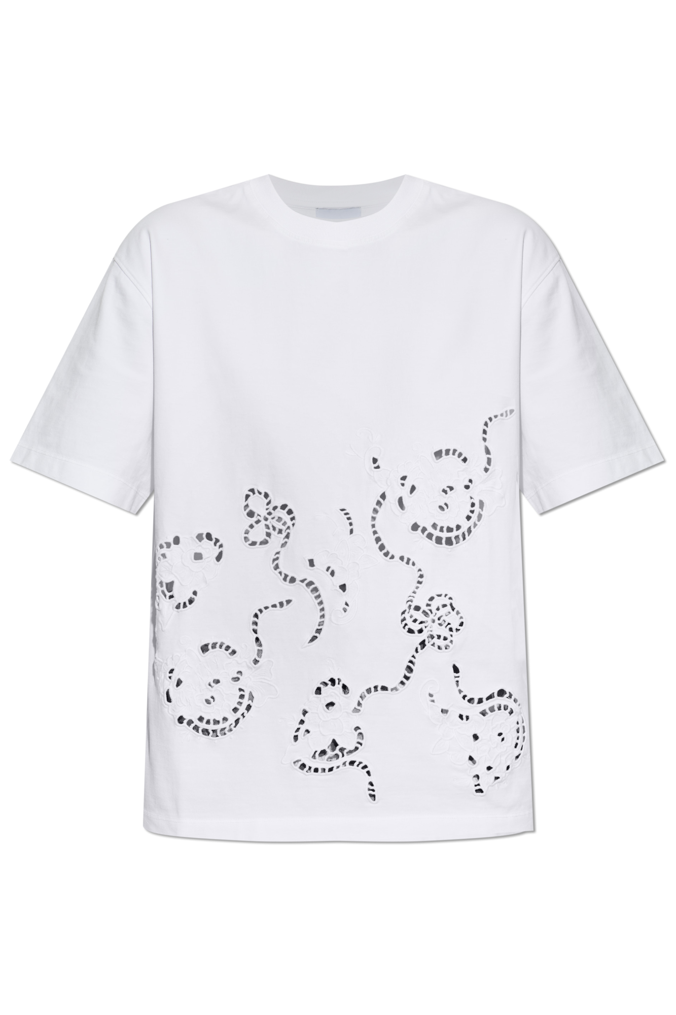 Ganni T-shirt Z Ażurowym Wzorem, Kobiety, Biały
