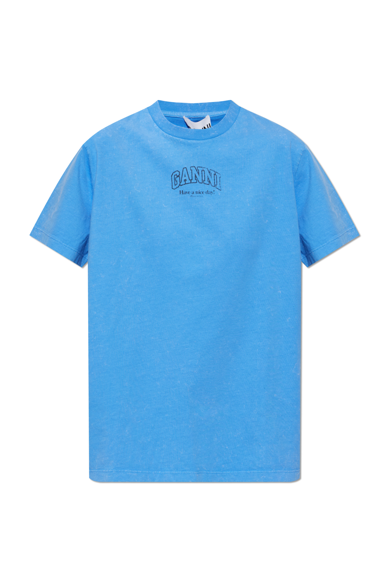 Ganni T-shirt Z Logo, Kobiety, Niebieski