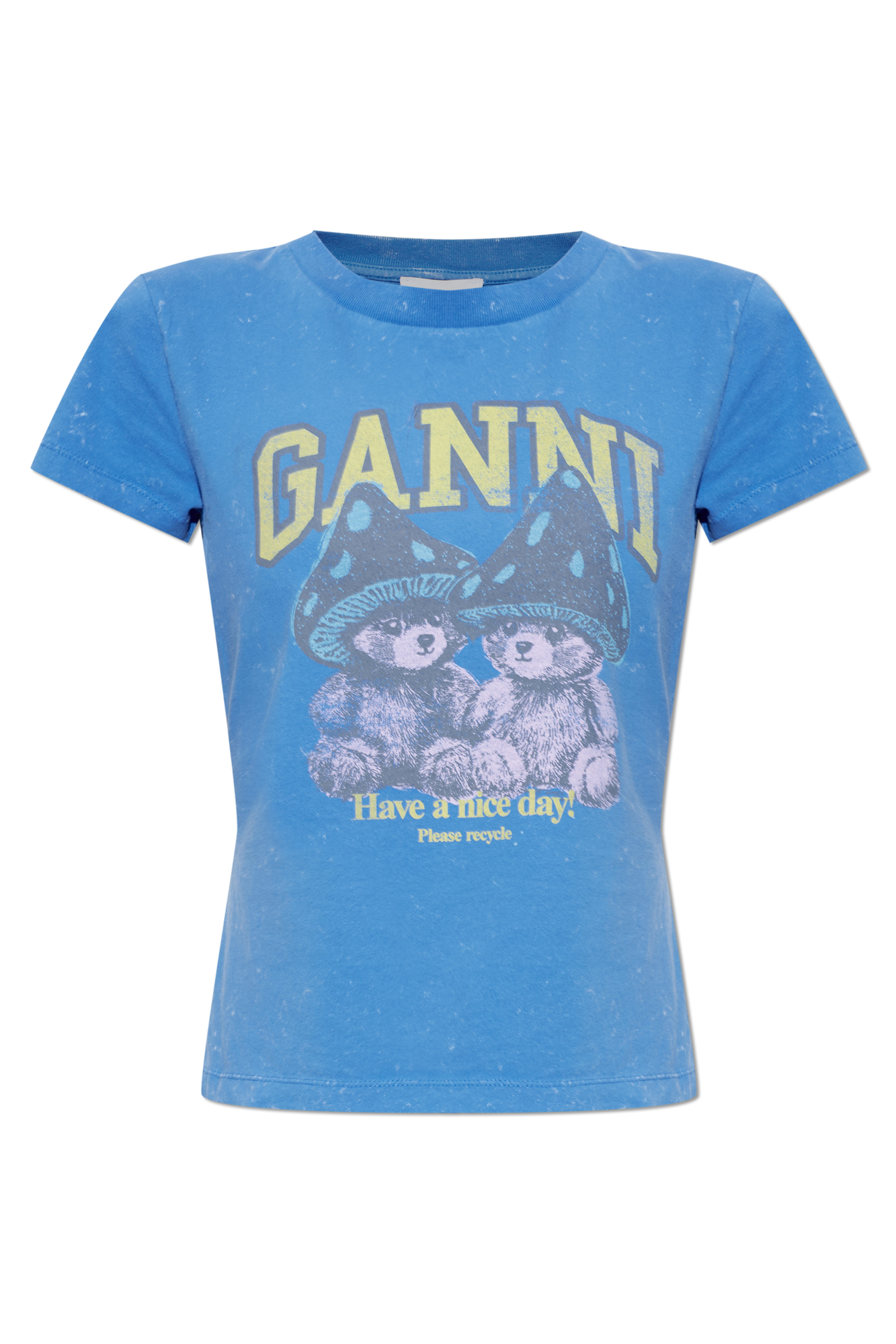 Ganni T-shirt Z Kolorowym Nadrukiem, Kobiety, Niebieski