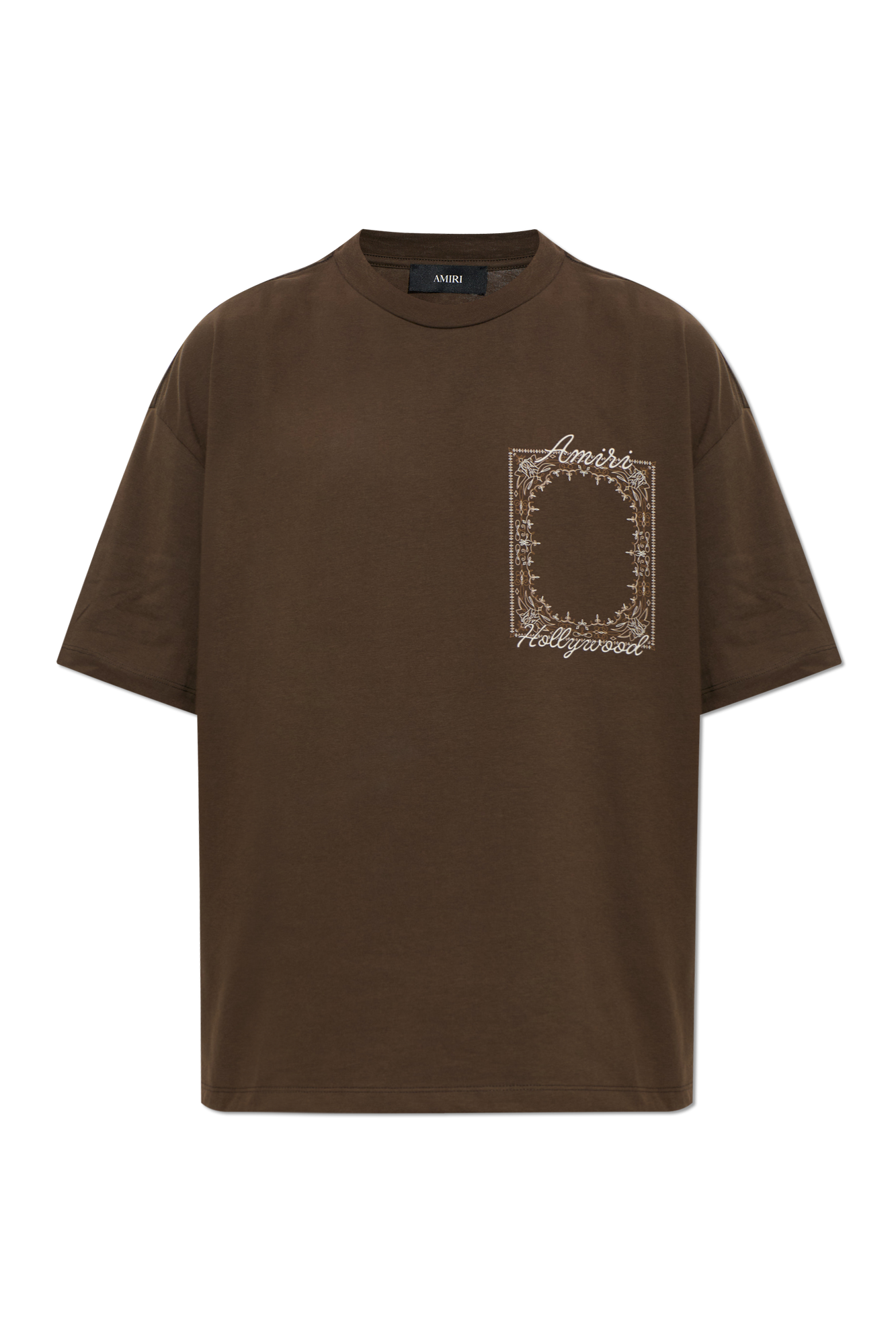 Amiri T-shirt Z Logo, Mężczyźni, Brązowy