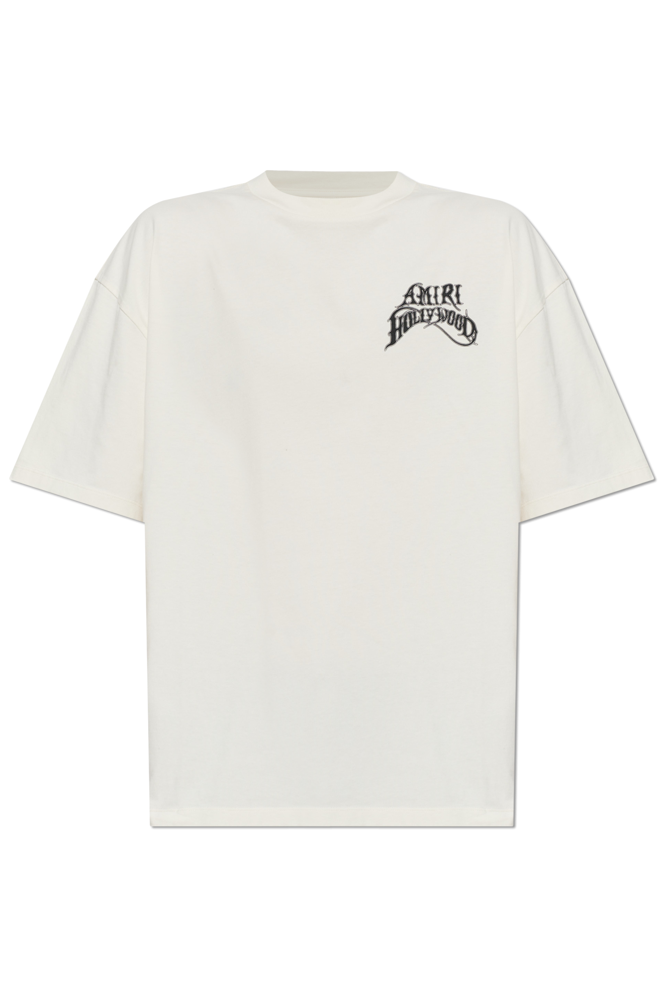 Amiri T-shirt Z Logo, Mężczyźni, Kremowy