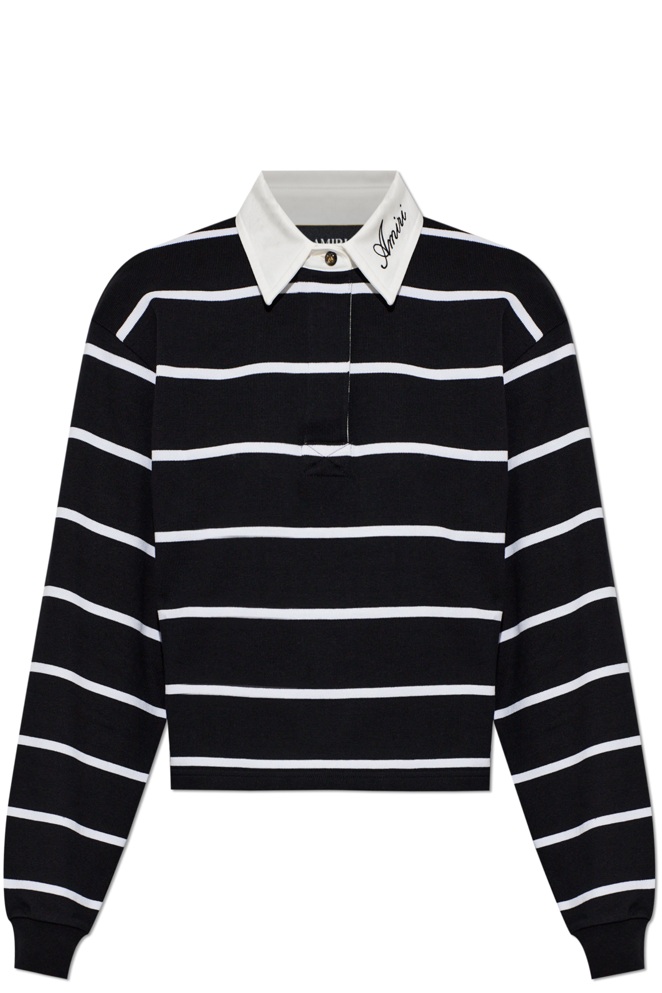 Amiri Polo Ze Wzorem W Pasy, Kobiety, Czarny