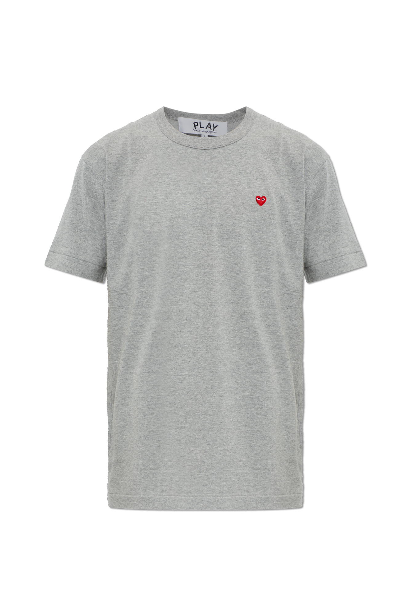 Comme Des Garçons Play Bawełniany T-shirt Z Naszywką Z Logo, Mężczyźni, Szary