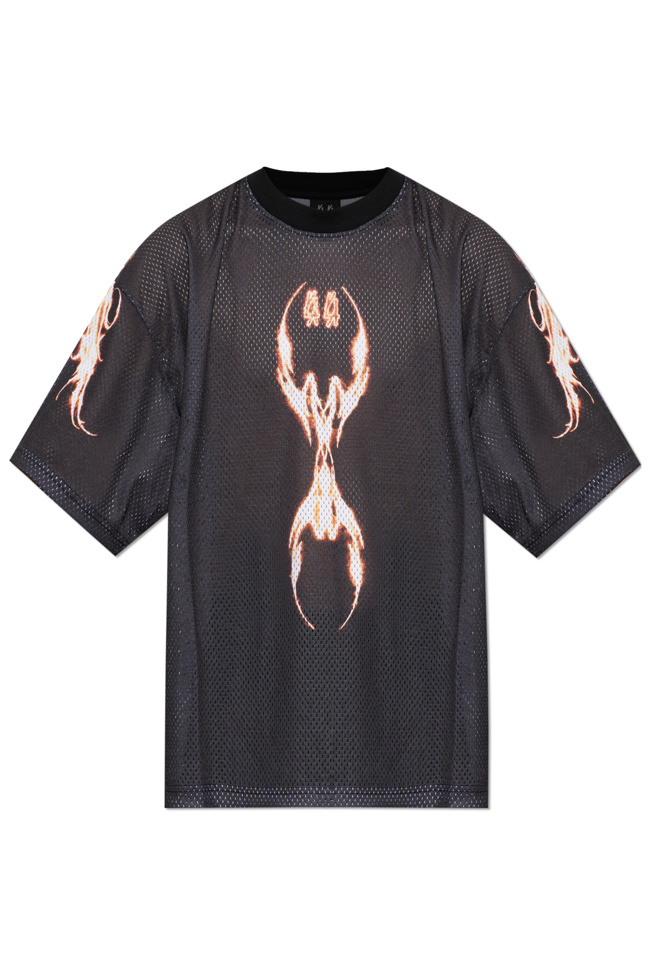 44 Label Group Perforowany T-shirt Z Nadrukiem, Mężczyźni, Czarny