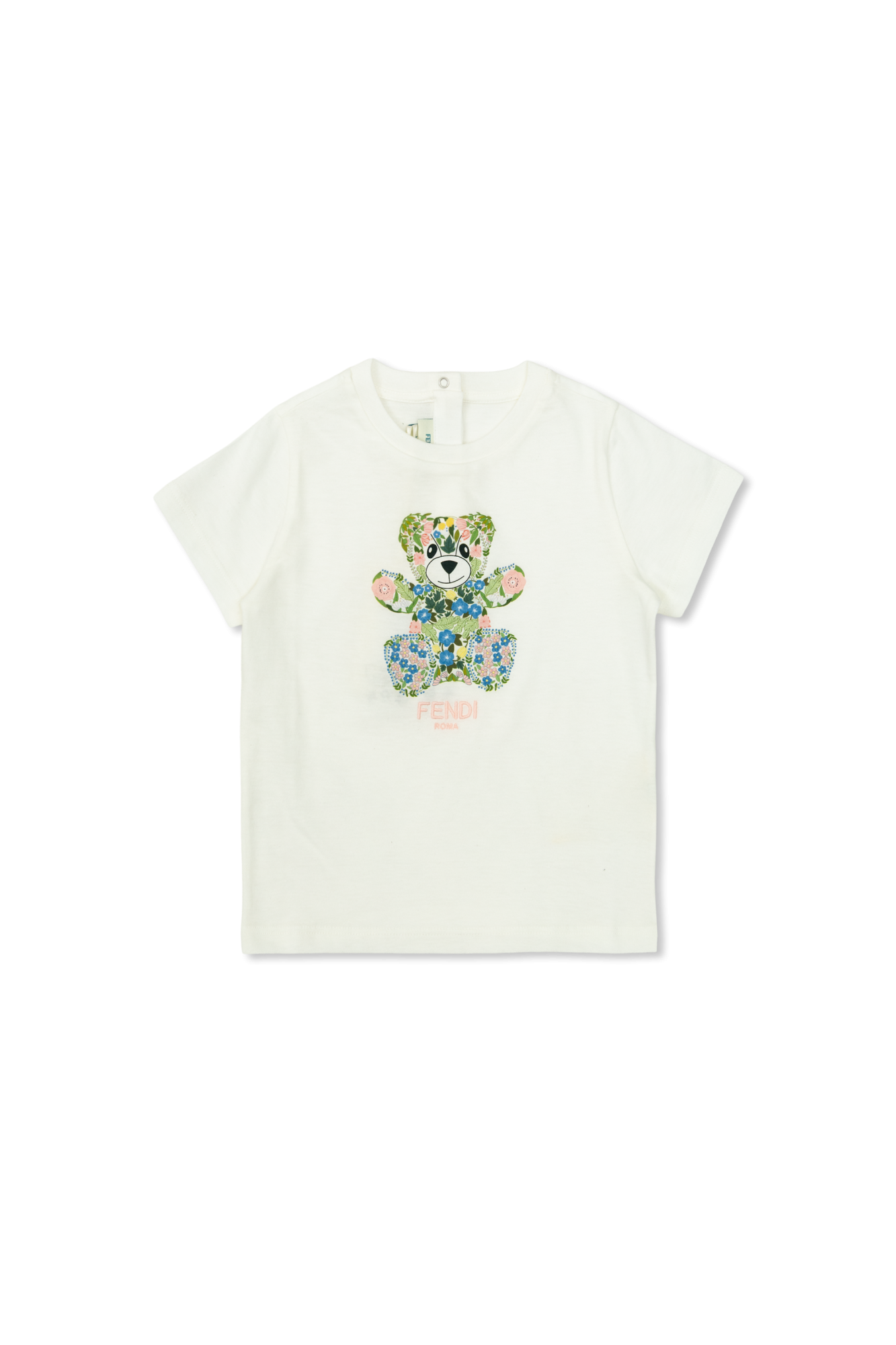 Fendi Kids T-shirt Z Kolorowym Nadrukiem, Unisex, Biały