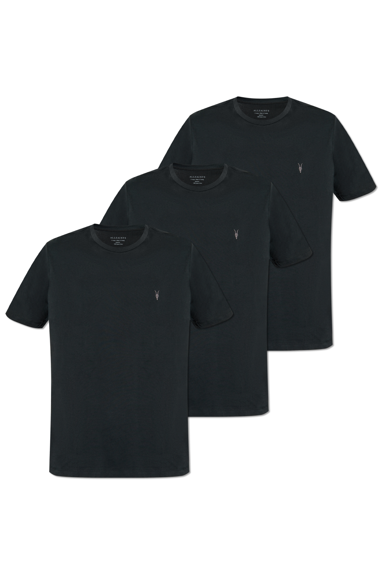 AllSaints Trójpak T-shirtów `Brace`, Mężczyźni, Czarny