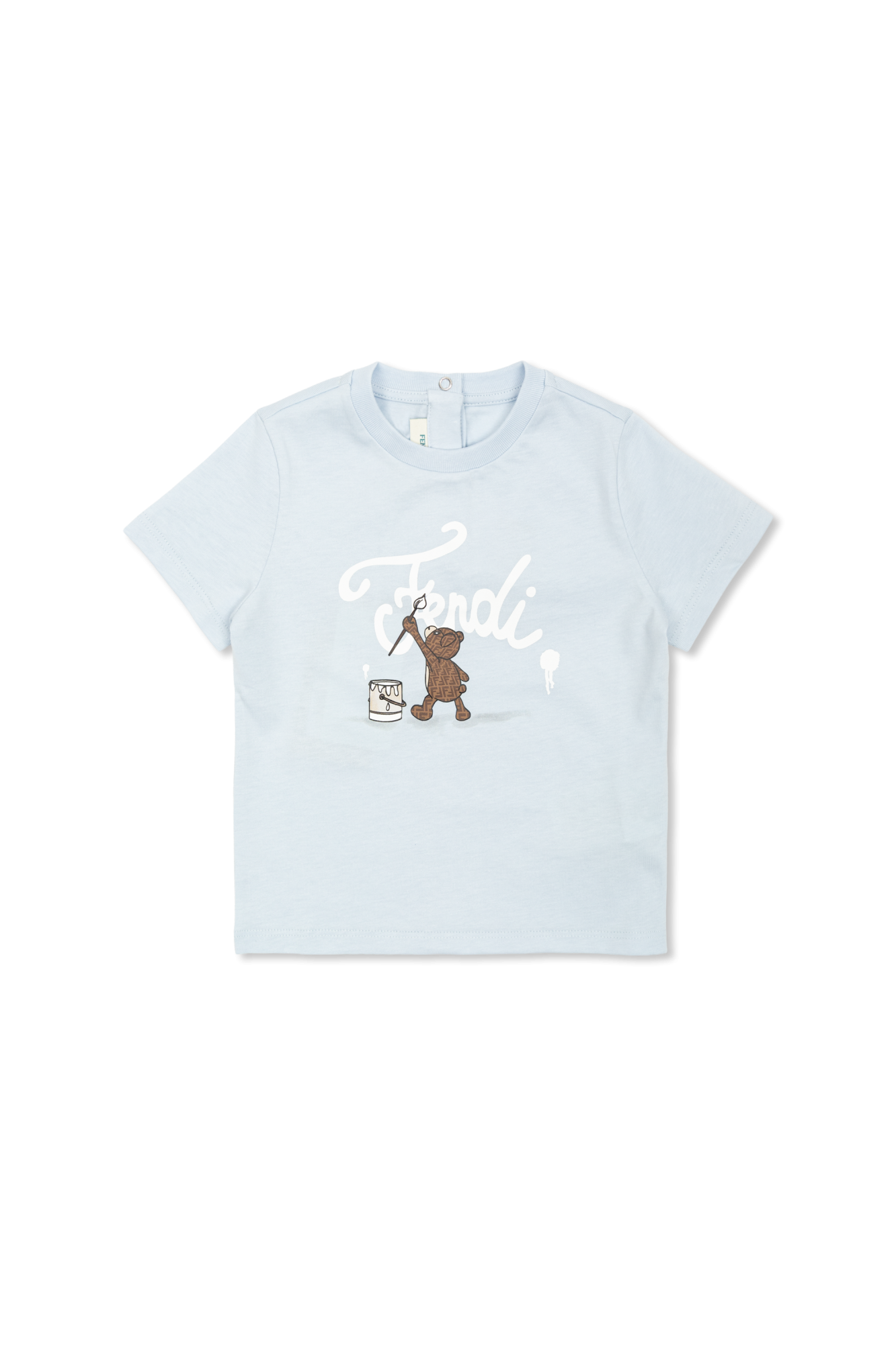 Fendi Kids Bawełniany T-shirt Z Logo, Unisex, Niebieski