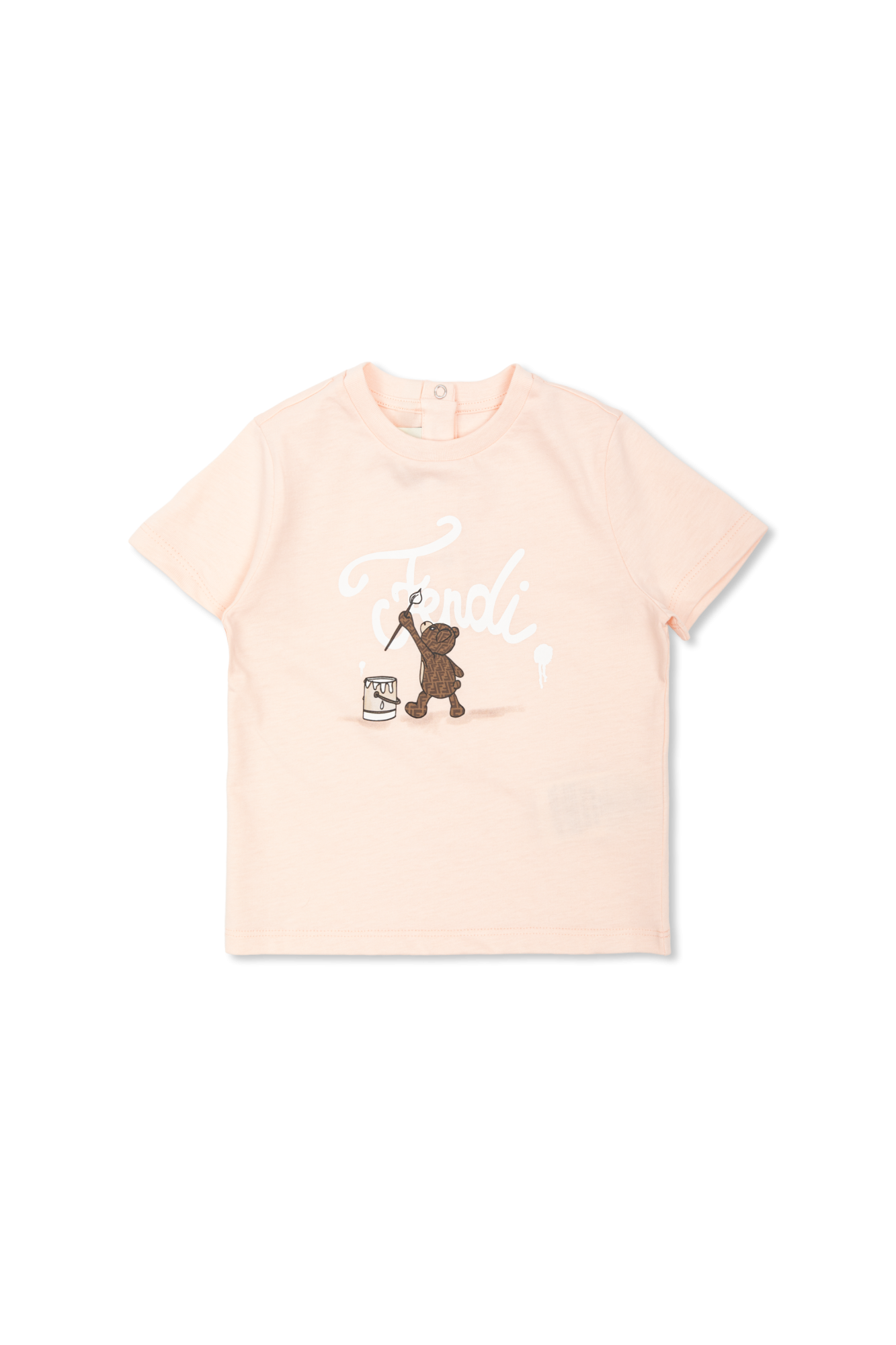 Fendi Kids Bawełniany T-shirt Z Logo, Unisex, Różowy